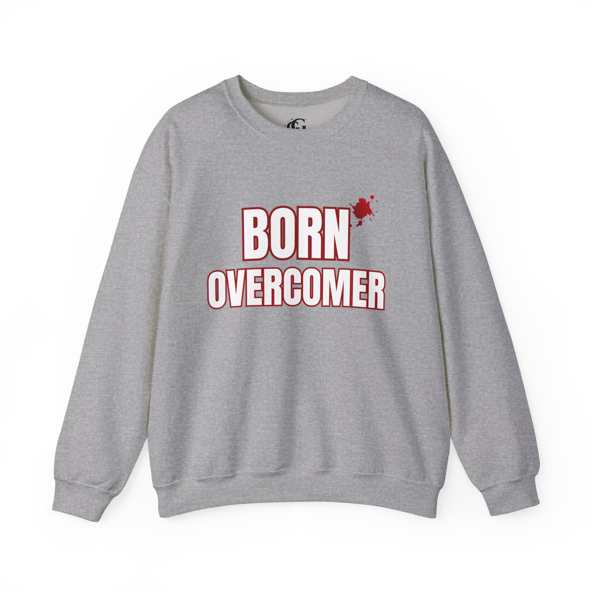 Collection of Born Overcomer Unisex Heavy Crewneck Sweatshirt - Motivational Casual Wear in a gallery layout