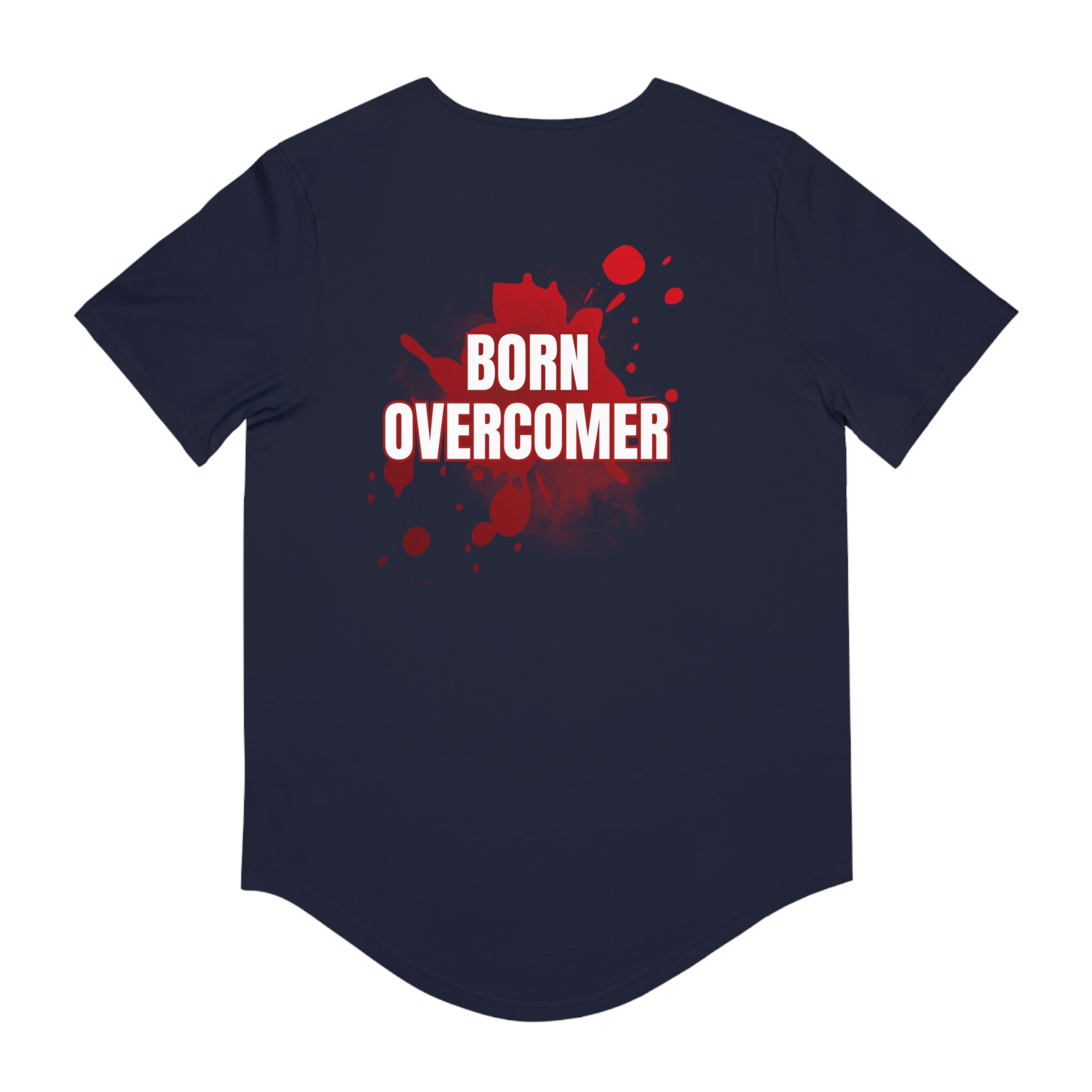 Collection of Born Overcomer Men's Jersey Curved Hem Tee - Inspirational Graphic Tee in a gallery layout