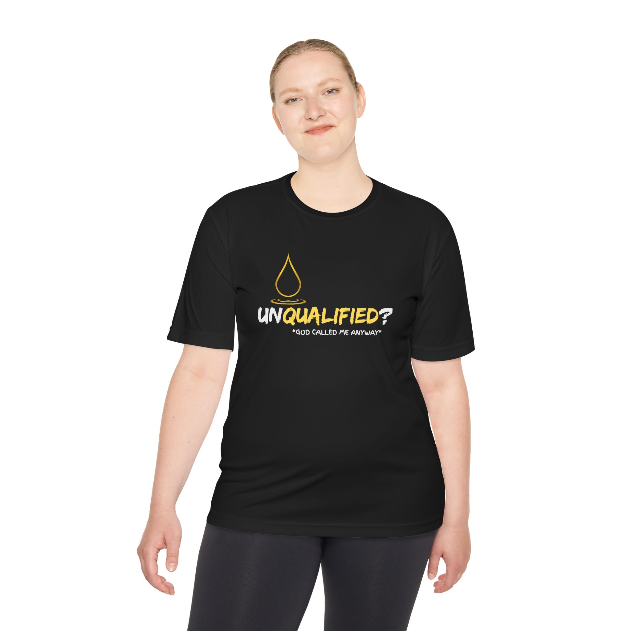 Collection of Unisex Moisture Wicking Tee - 'UNQUALIFIED?' Performance Shirt for Athletes in a gallery layout
