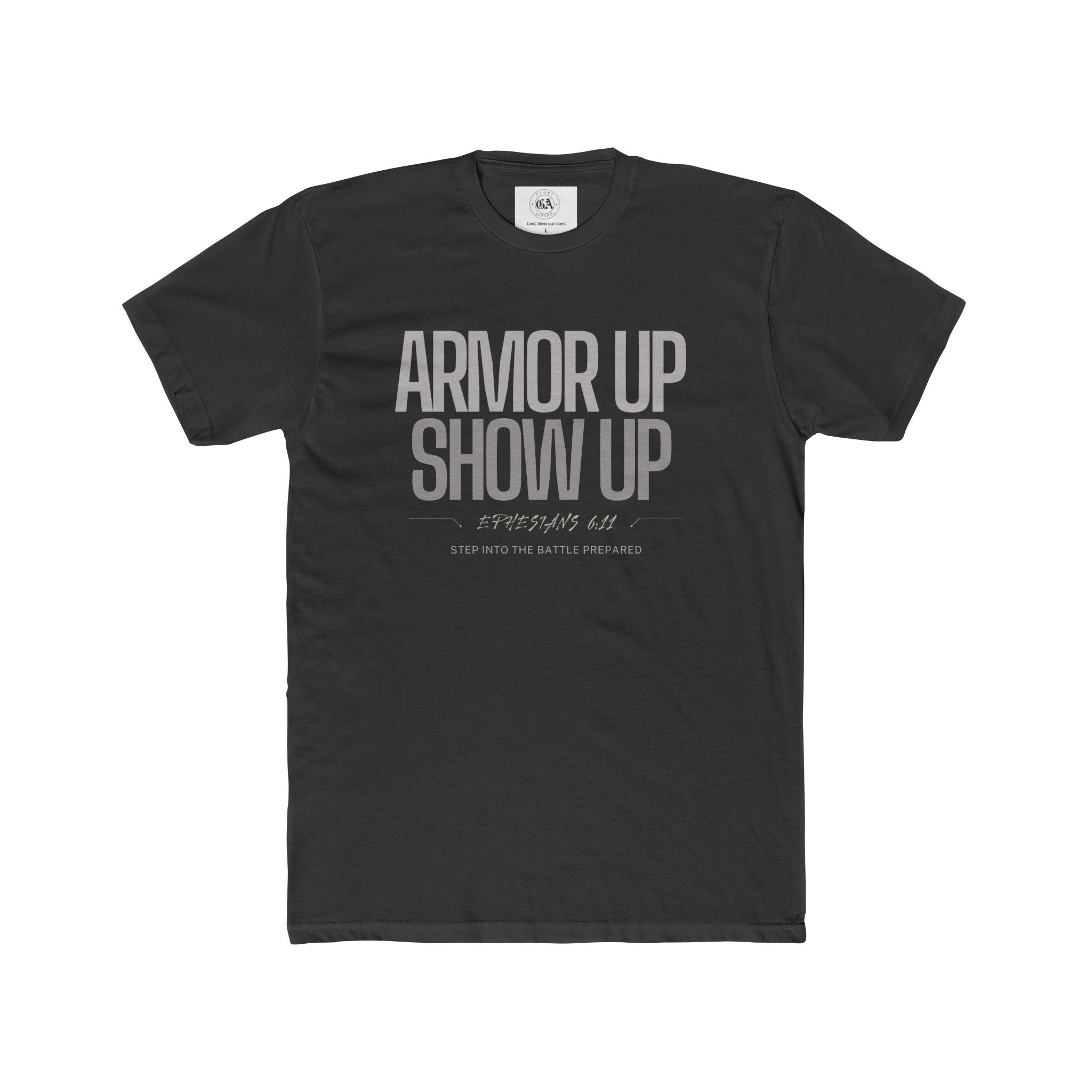 Collection of Motivational Unisex Tee - "Armor Up Show Up" - Inspirational Shirt, Everyday Wear, Gifts for Fitness Enthusiasts, Self-Care, Casual Outfit in a gallery layout