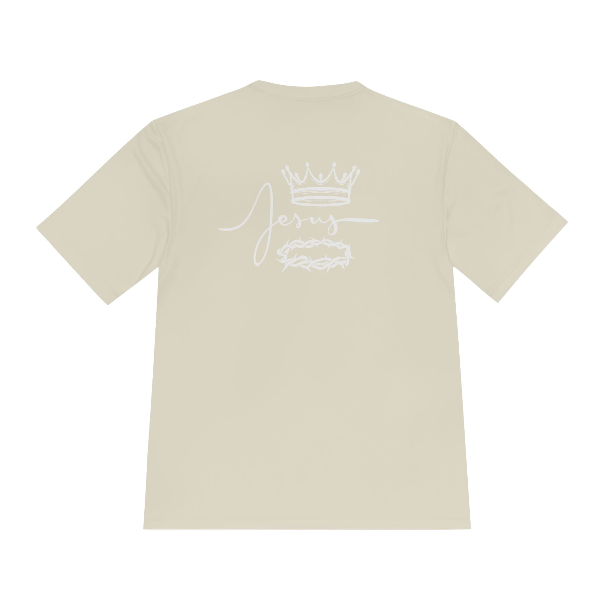 Collection of Faith-Inspired Unisex Moisture Wicking Tee - 'Jesus' Crown Design in a gallery layout