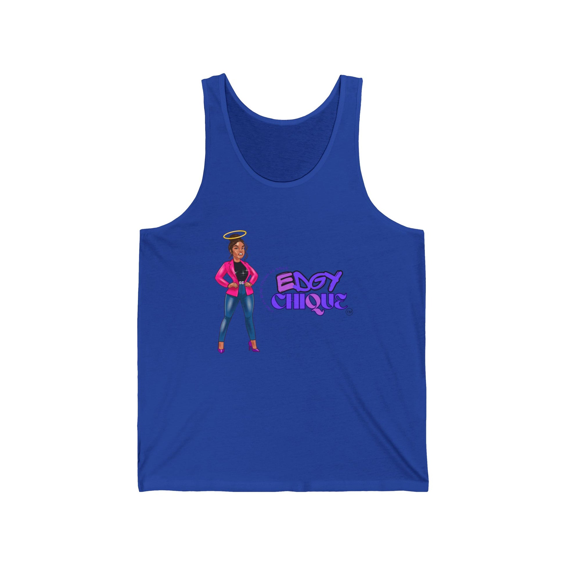Edgy Chique Unisex Jersey Tank - Fun & Stylish Graphic Tank Top for Everyday Wear