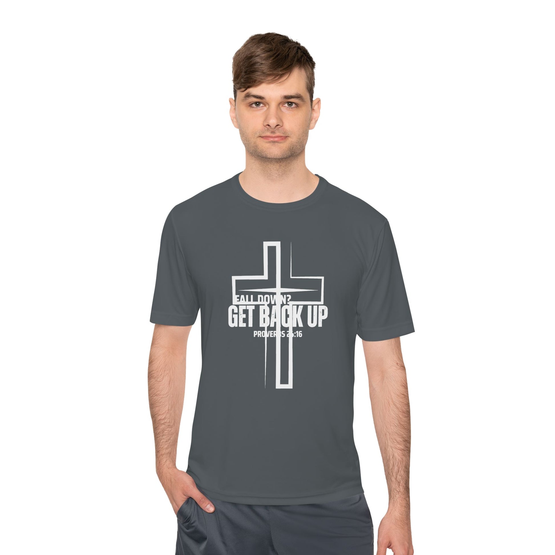 Unisex Moisture Wicking Tee - 'Get Back Up' Inspirational Christian Shirt
