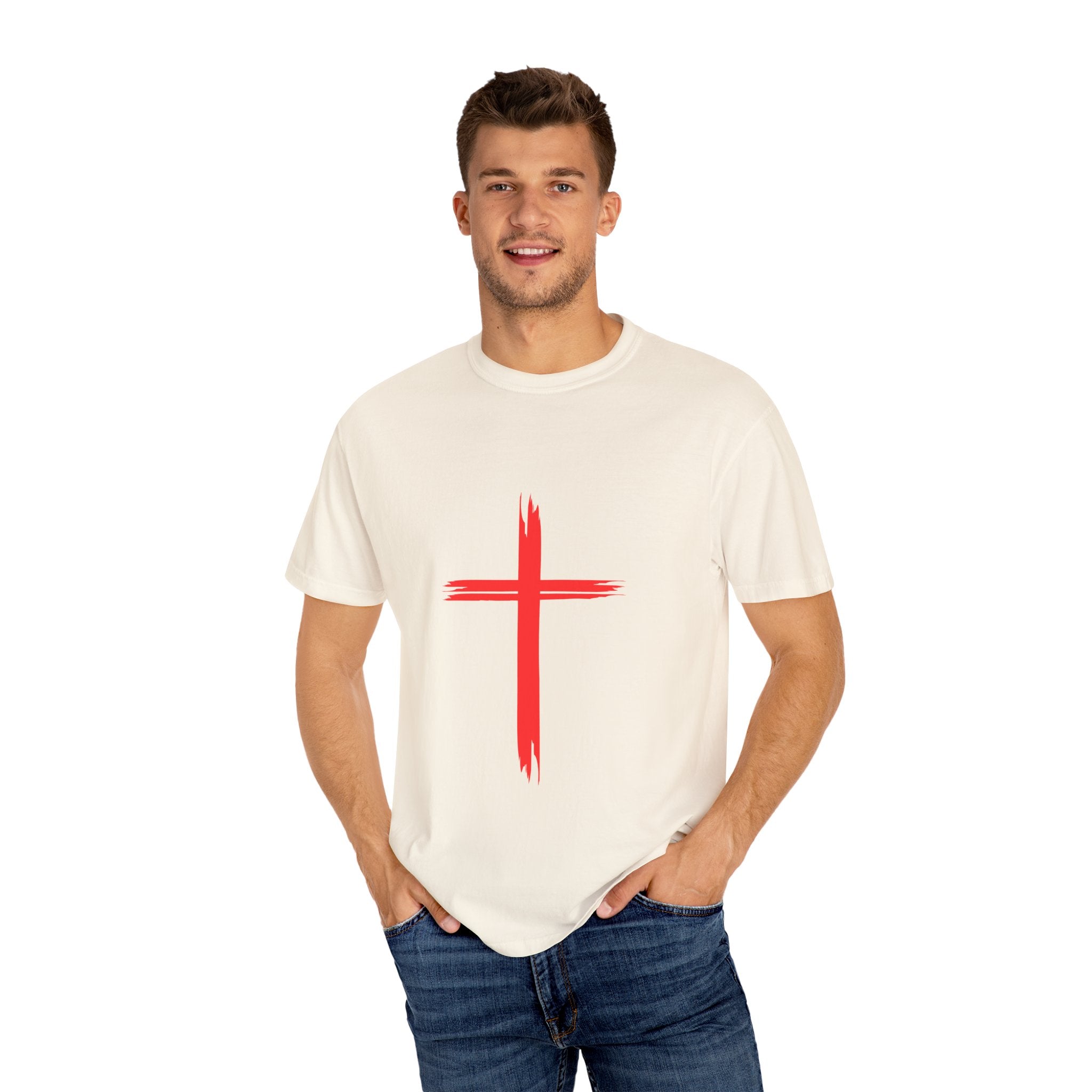 Collection of Faith & Love Graphic T-Shirt - Unisex Garment-Dyed with Cross and 316 Heart Design in a gallery layout