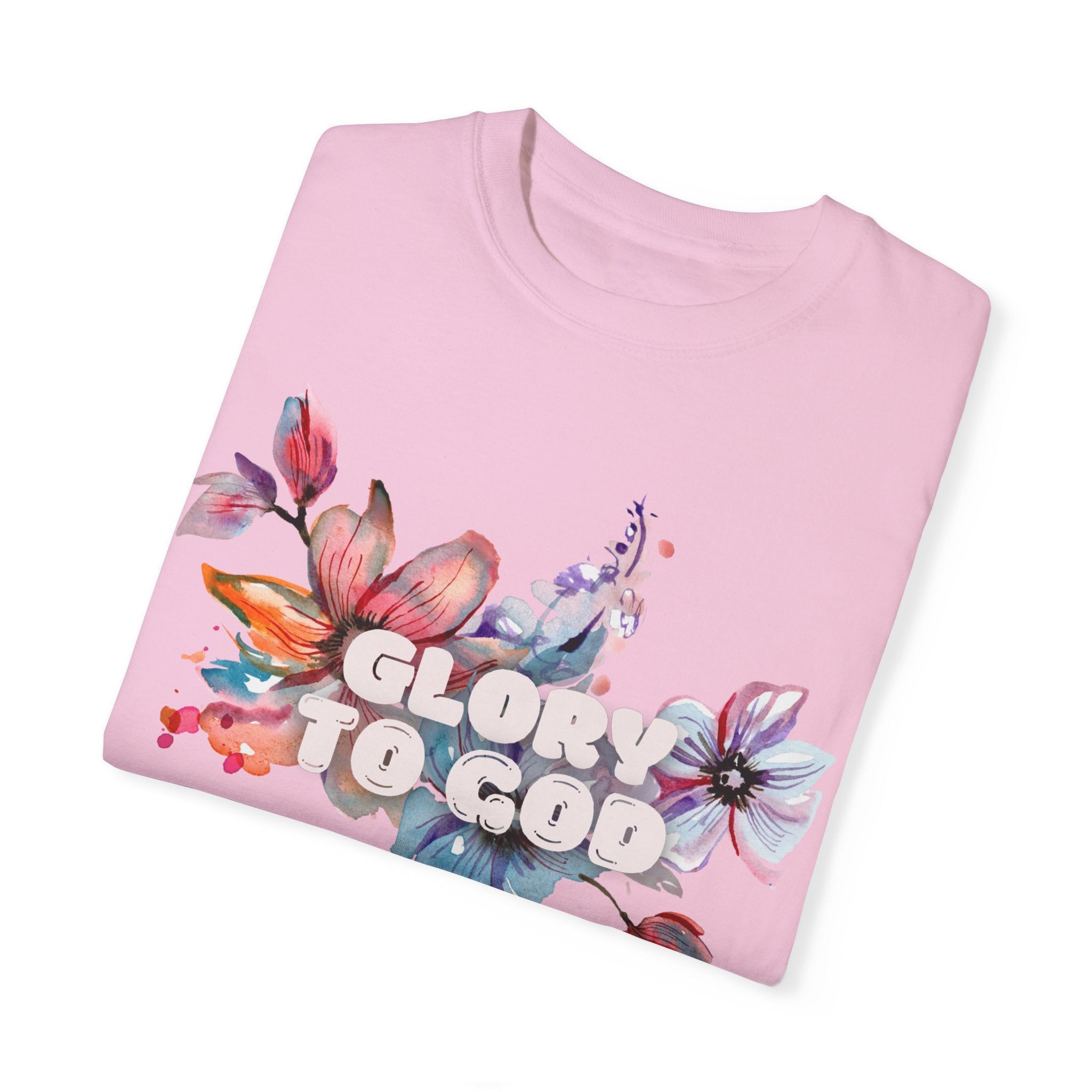 Collection of Glory to God Floral T-Shirt - Unisex Garment-Dyed Tee in a gallery layout