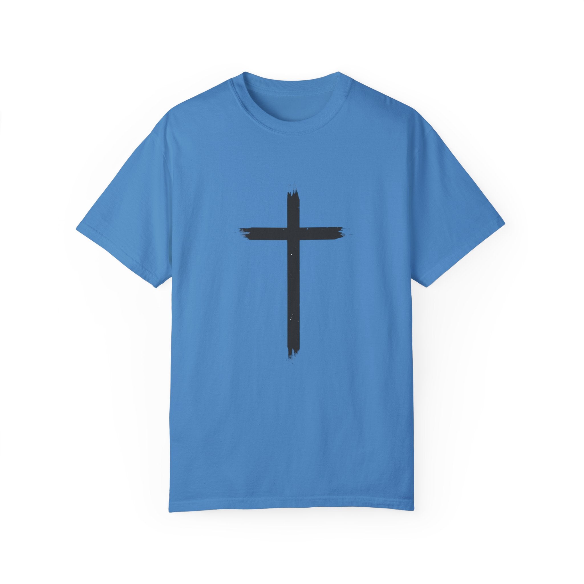 Collection of Unisex Garment-Dyed T-Shirt with Cross Design - Faith-Inspired Apparel in a gallery layout
