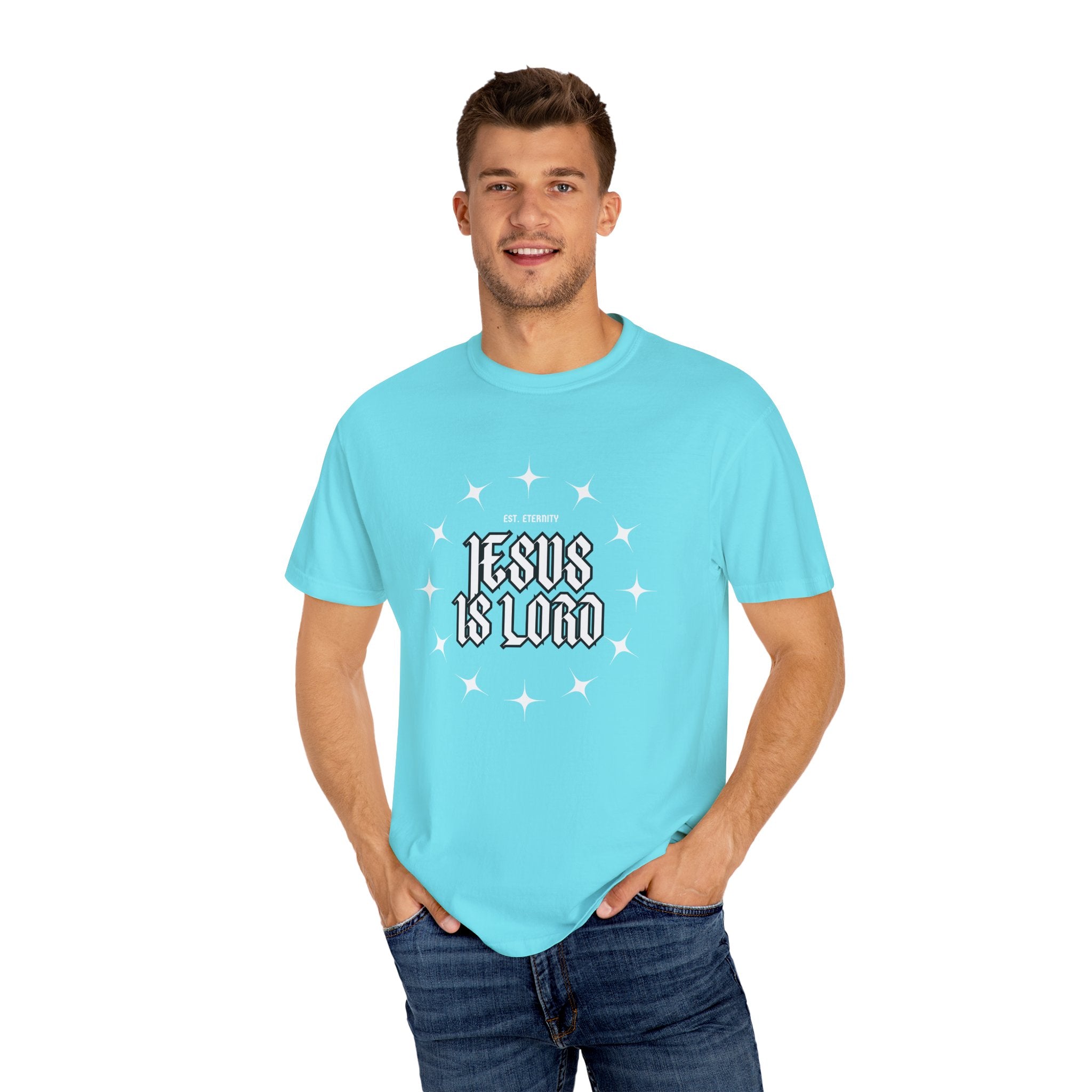 Collection of Jesus Is Lord Unisex Garment-Dyed T-Shirt - Faith-Inspired Apparel in a gallery layout