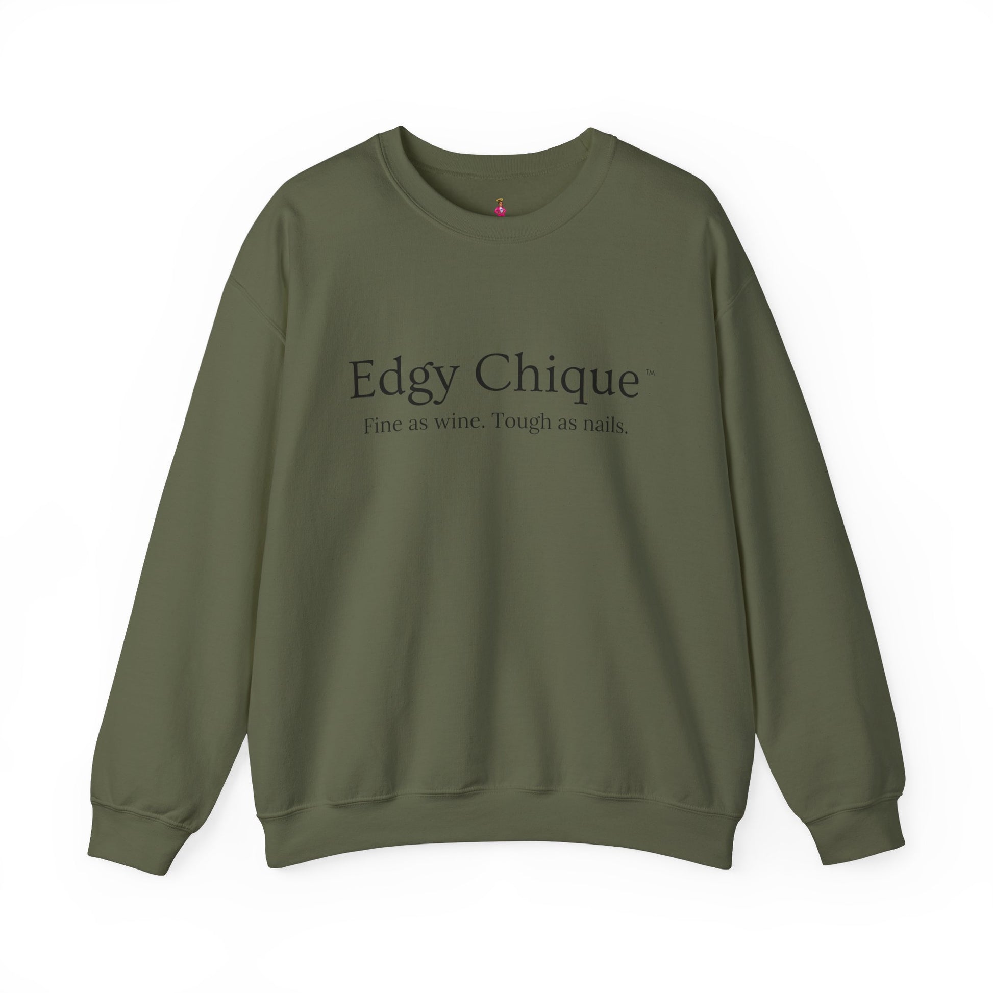 Edgy Chique Sleek Crewneck Sweatshirt - Fine as Wine, Tough as Nails