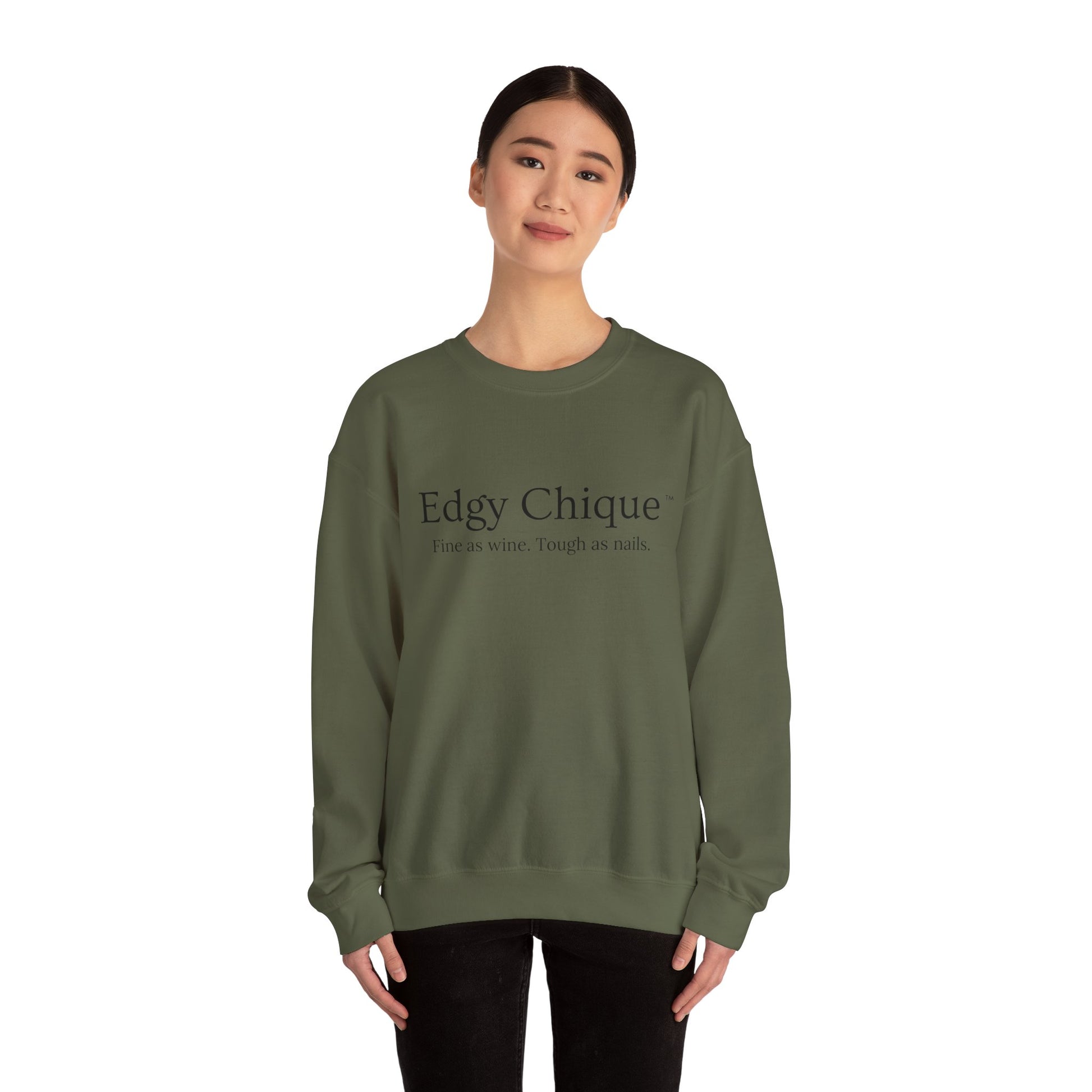 Edgy Chique Sleek Crewneck Sweatshirt - Fine as Wine, Tough as Nails