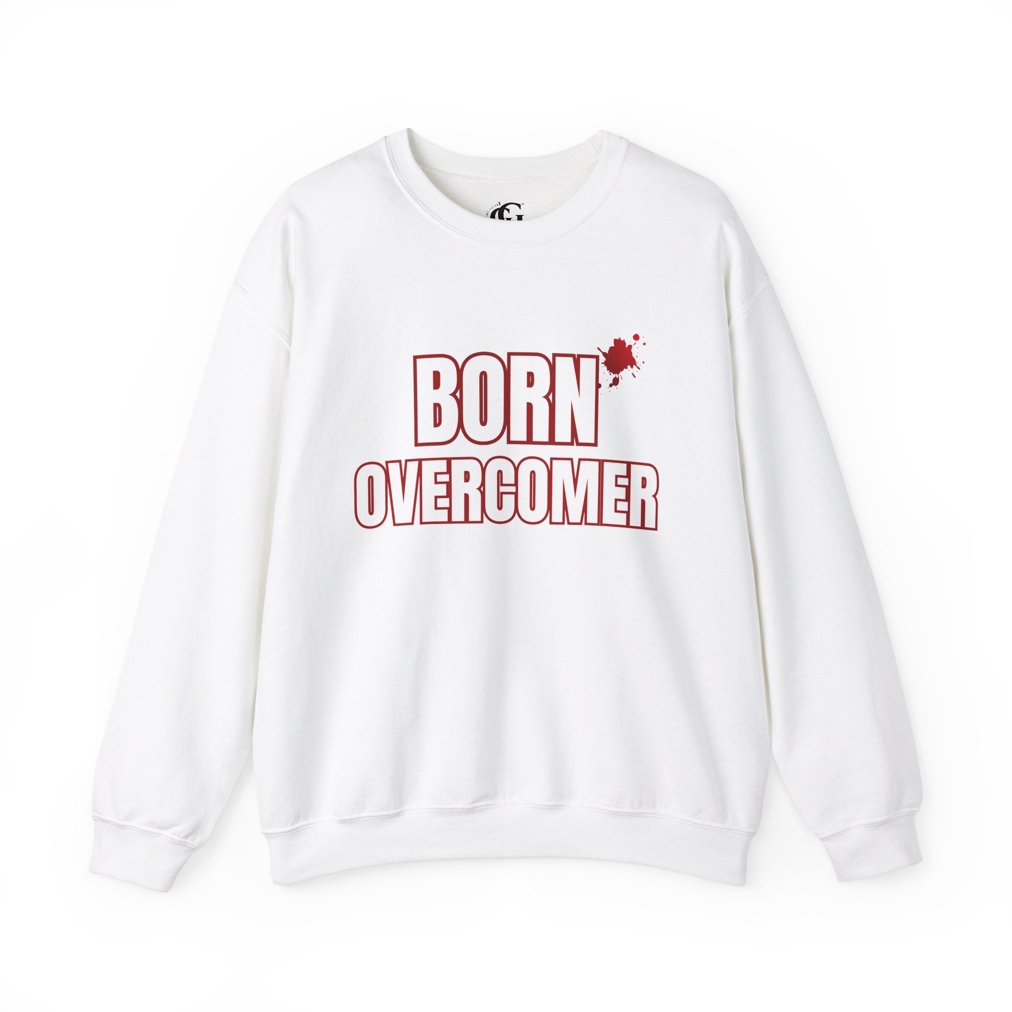 Collection of Born Overcomer Unisex Heavy Crewneck Sweatshirt - Motivational Casual Wear in a gallery layout