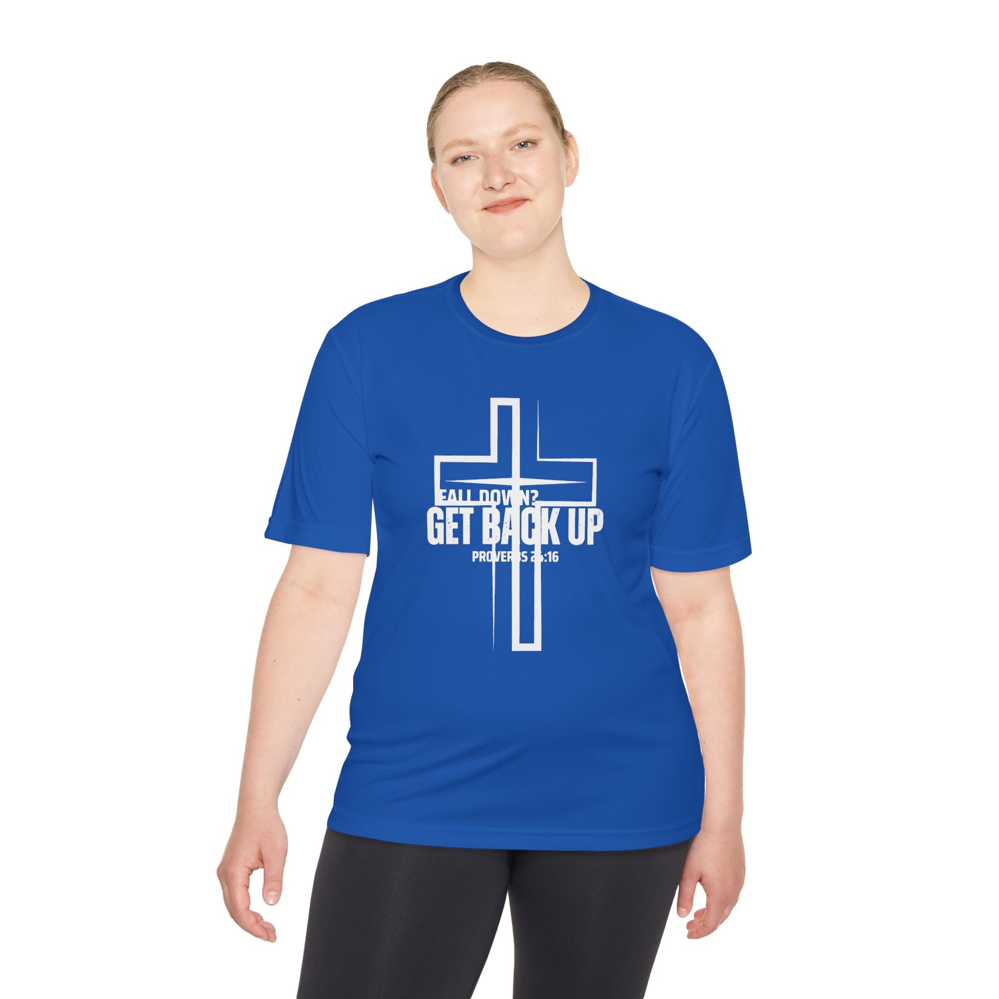 Unisex Moisture Wicking Tee - 'Get Back Up' Inspirational Christian Shirt