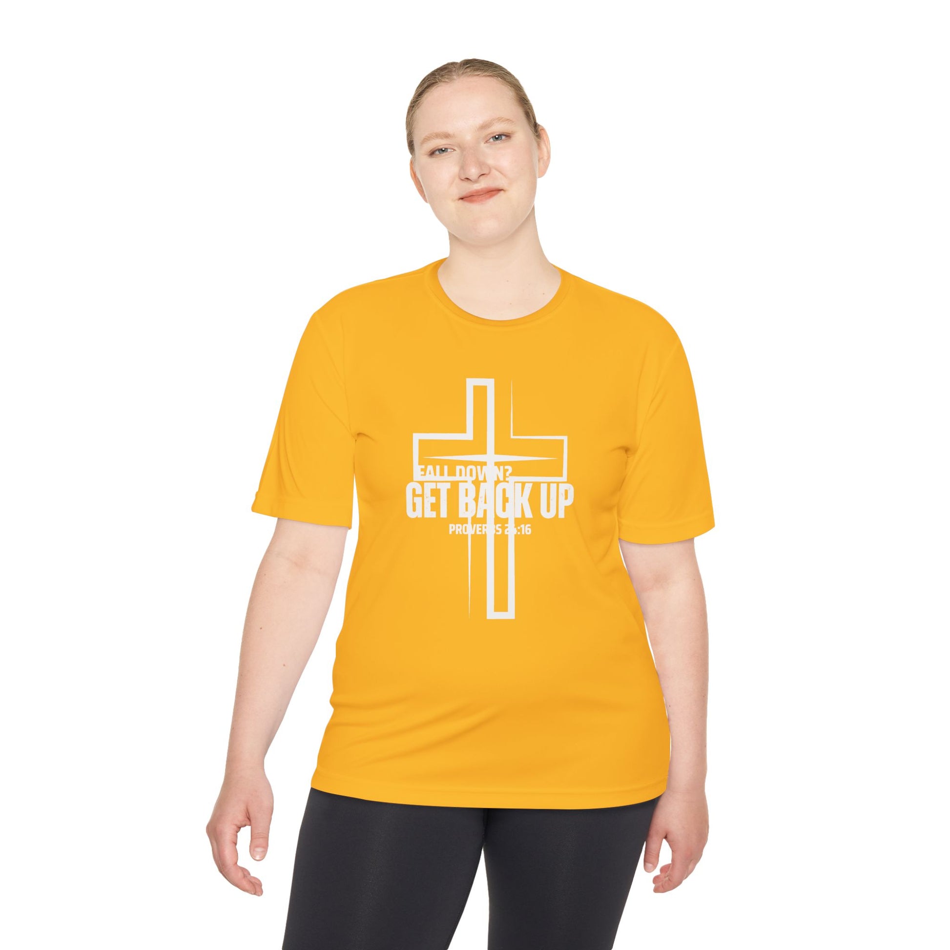 Unisex Moisture Wicking Tee - 'Get Back Up' Inspirational Christian Shirt