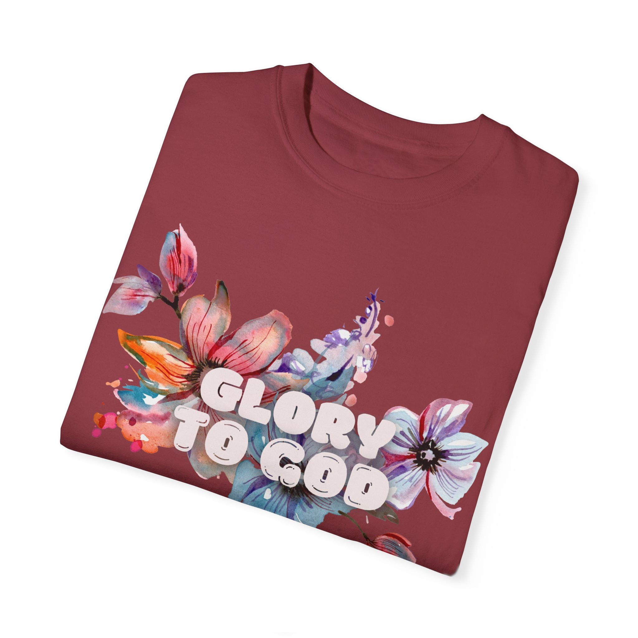 Collection of Glory to God Floral T-Shirt - Unisex Garment-Dyed Tee in a gallery layout