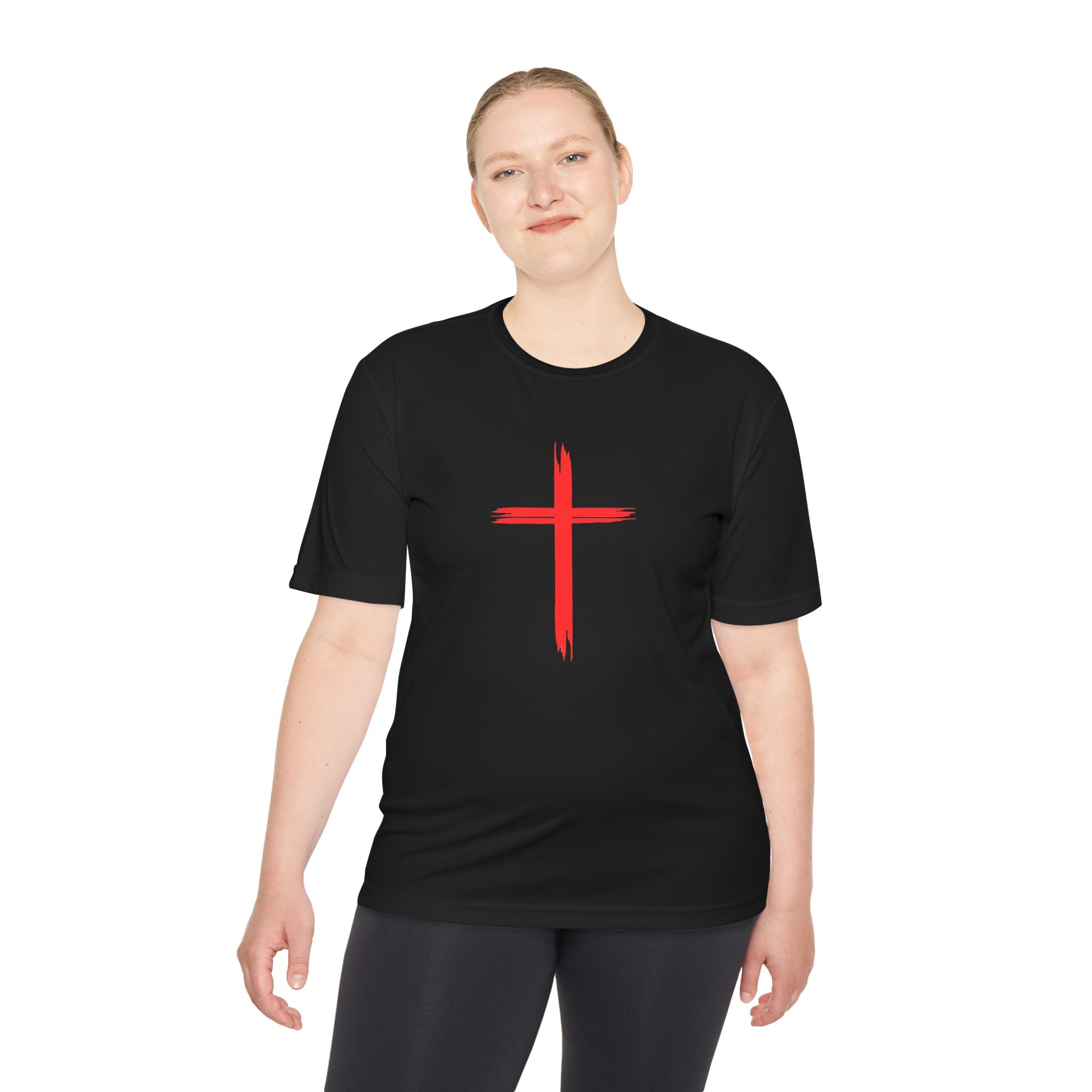 Collection of Unisex Moisture Wicking Tee - Cross and Heart 316 Design in a gallery layout