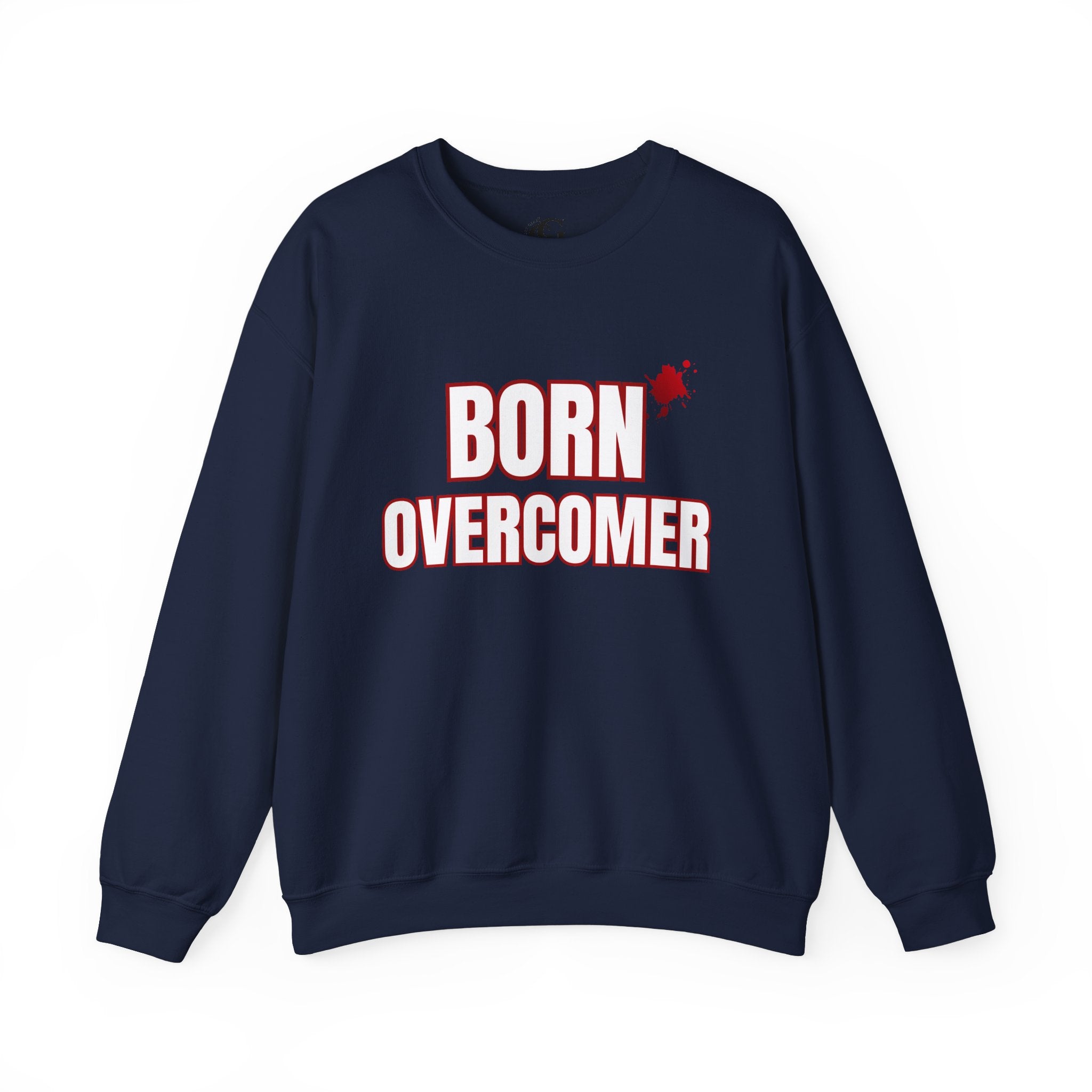 Collection of Born Overcomer Unisex Heavy Crewneck Sweatshirt - Motivational Casual Wear in a gallery layout