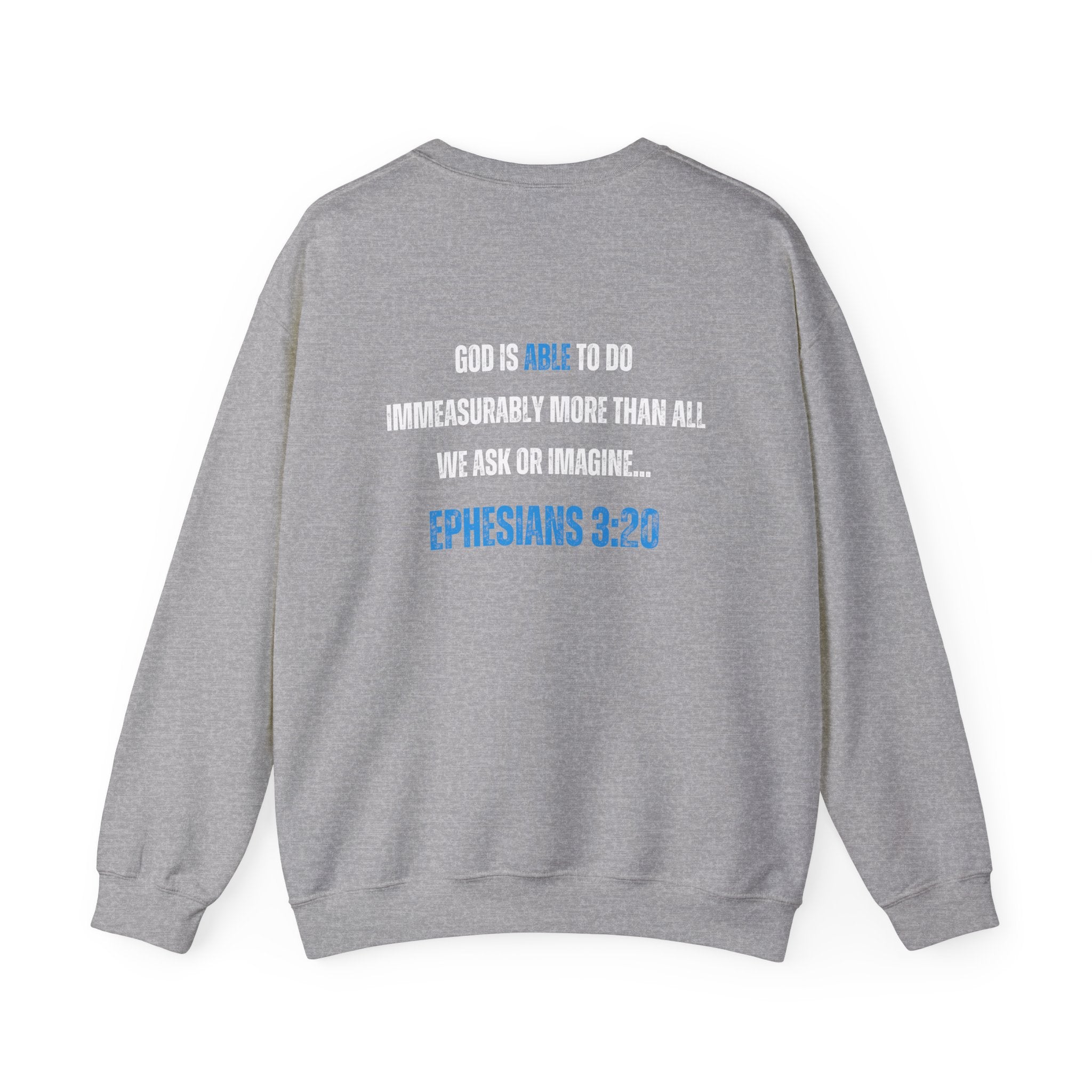Collection of God is Able Crewneck Sweatshirt | Ephesians 3:20 in a gallery layout