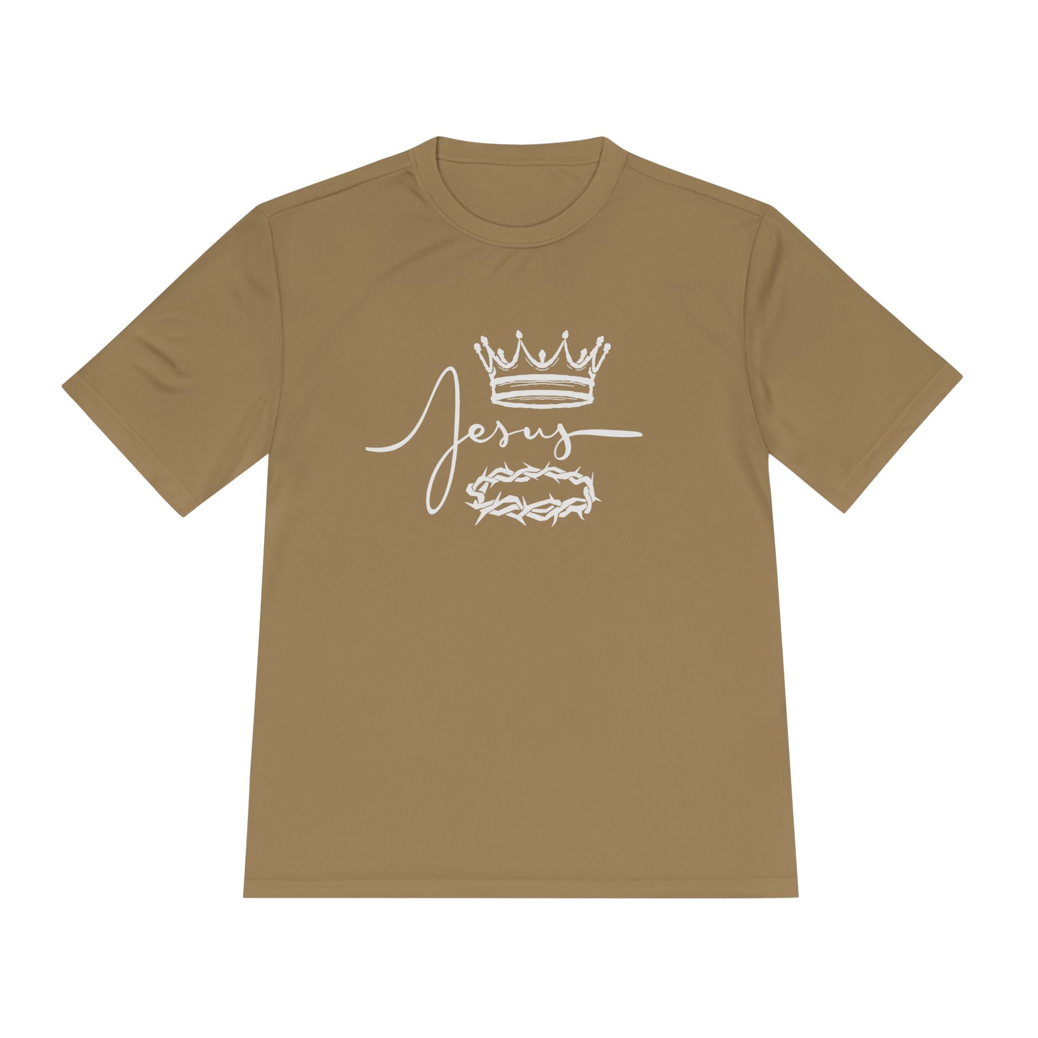 Collection of Faith-Inspired Unisex Moisture Wicking Tee - 'Jesus' Crown Design in a gallery layout