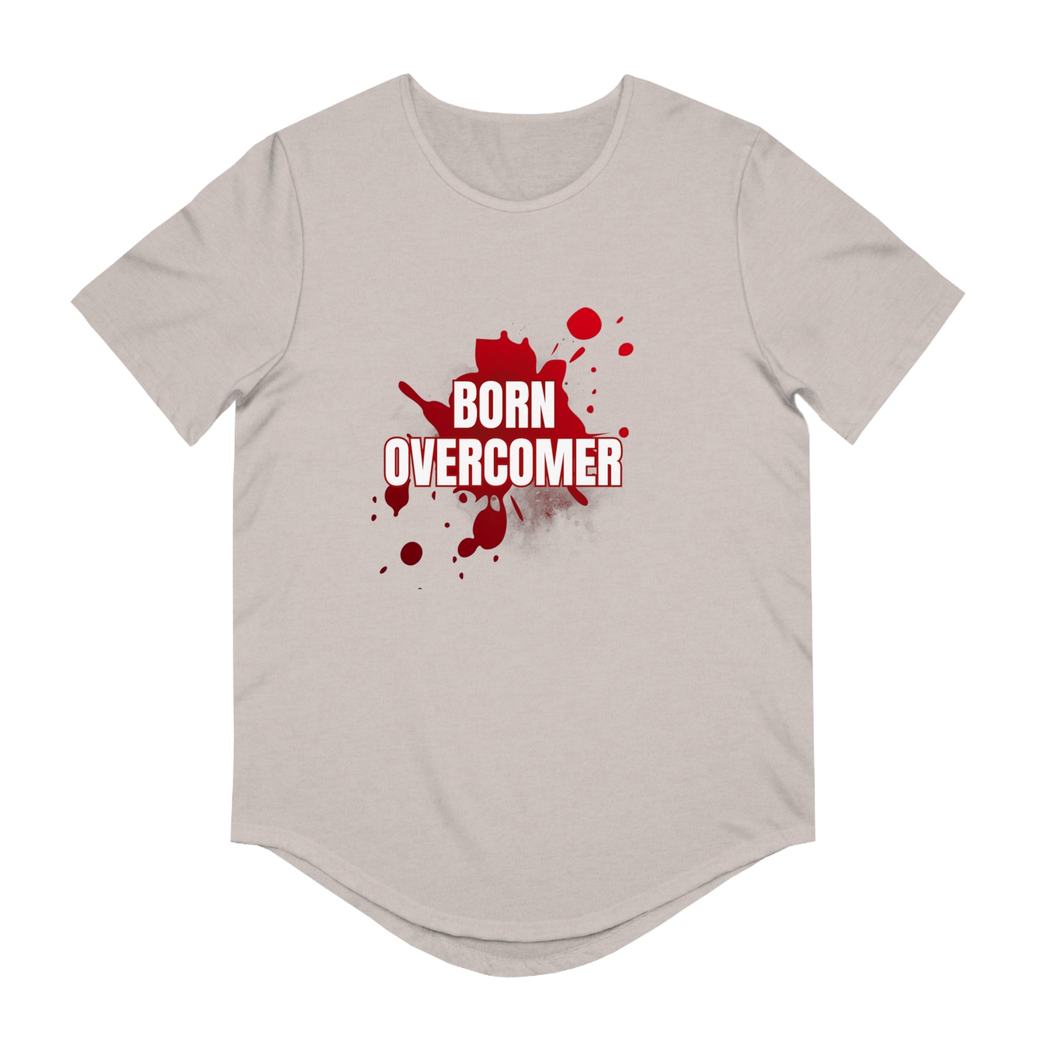 Collection of Born Overcomer Men's Jersey Curved Hem Tee - Inspirational Graphic Tee in a gallery layout