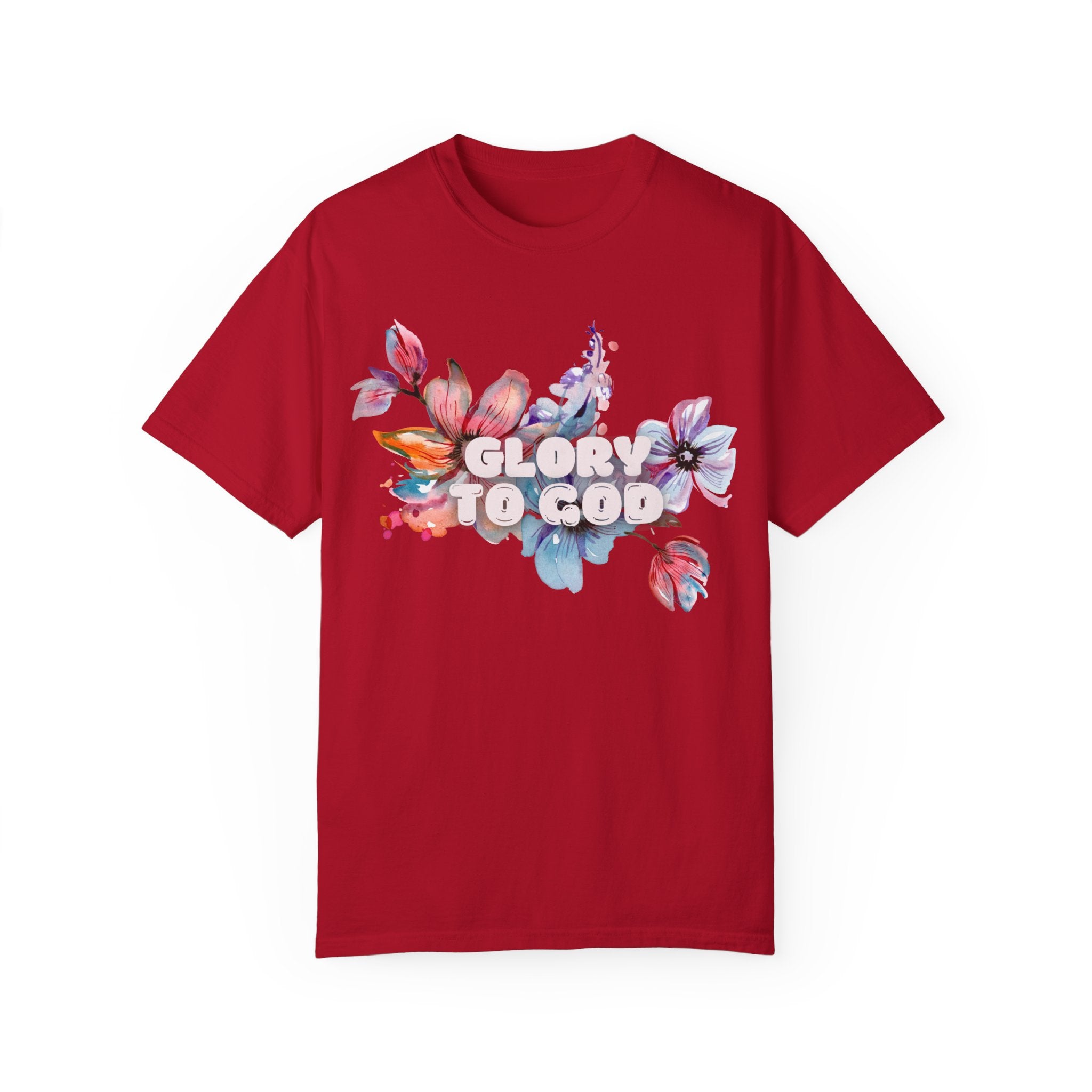 Collection of Glory to God Floral T-Shirt - Unisex Garment-Dyed Tee in a gallery layout