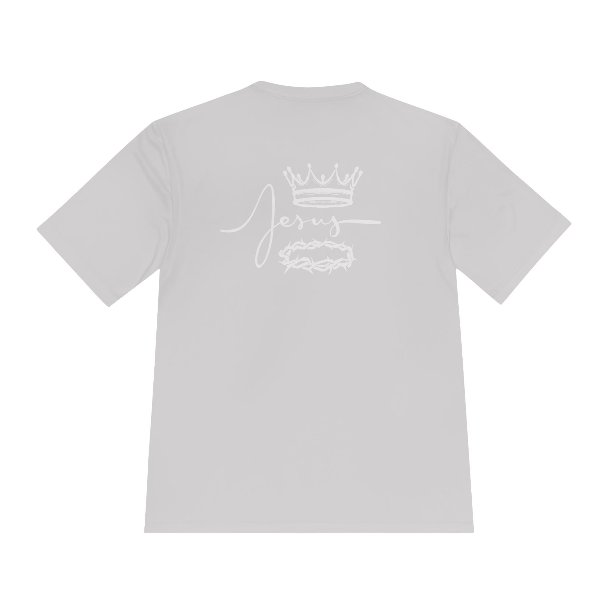 Collection of Faith-Inspired Unisex Moisture Wicking Tee - 'Jesus' Crown Design in a gallery layout