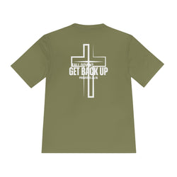 Collection of Unisex Moisture Wicking Tee - 'Get Back Up' Inspirational Christian Shirt in a gallery layout