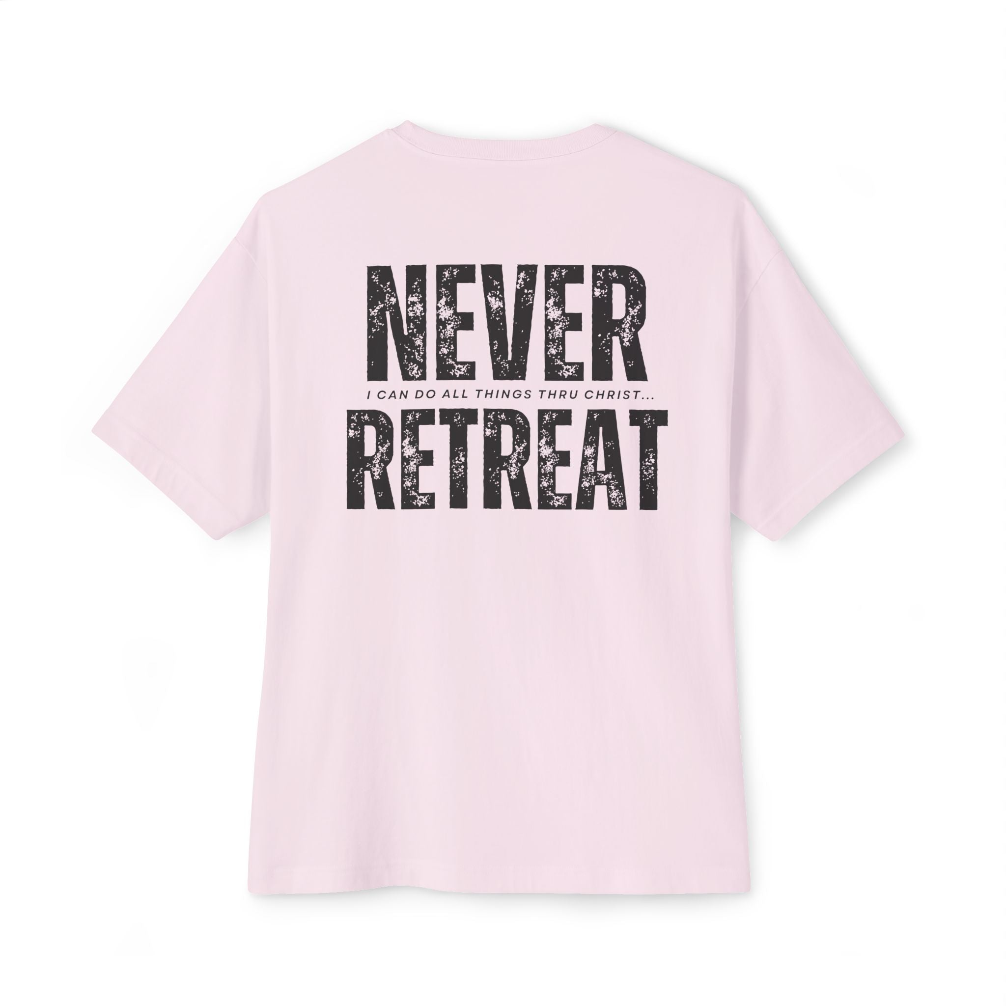 Collection of Motivational Oversized Tee - Never Retreat, Comfort Shirt, Casual Wear, Inspirational Gift, Unisex T-Shirt, Relaxed Fit in a gallery layout