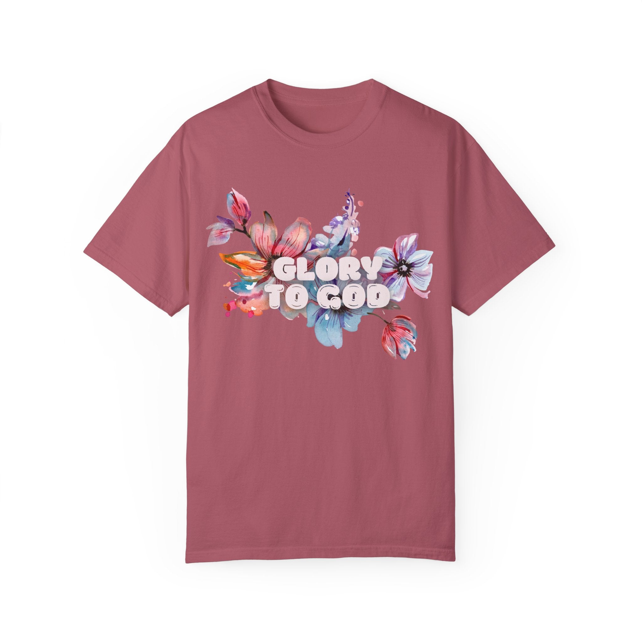 Collection of Glory to God Floral T-Shirt - Unisex Garment-Dyed Tee in a gallery layout
