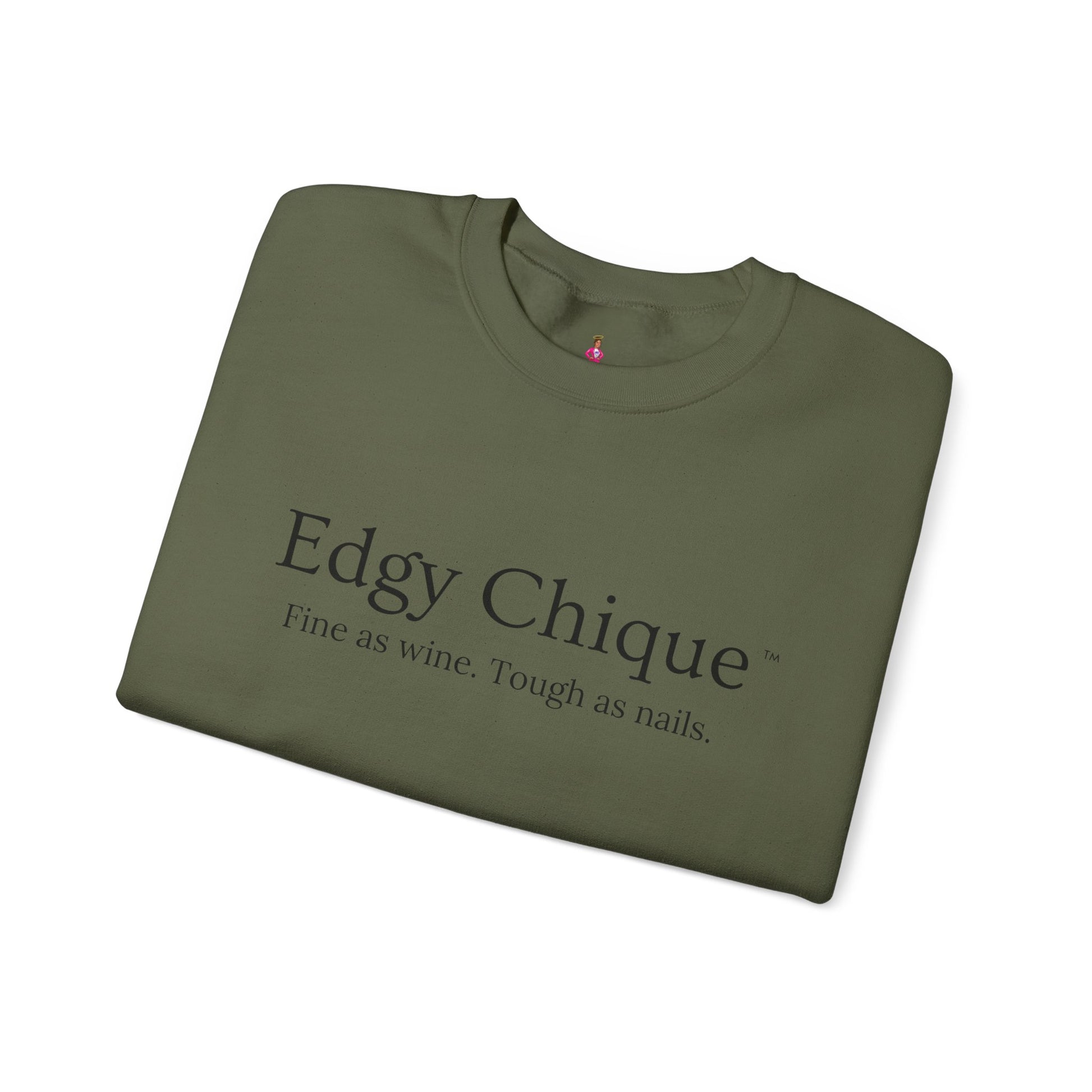 Edgy Chique Sleek Crewneck Sweatshirt - Fine as Wine, Tough as Nails