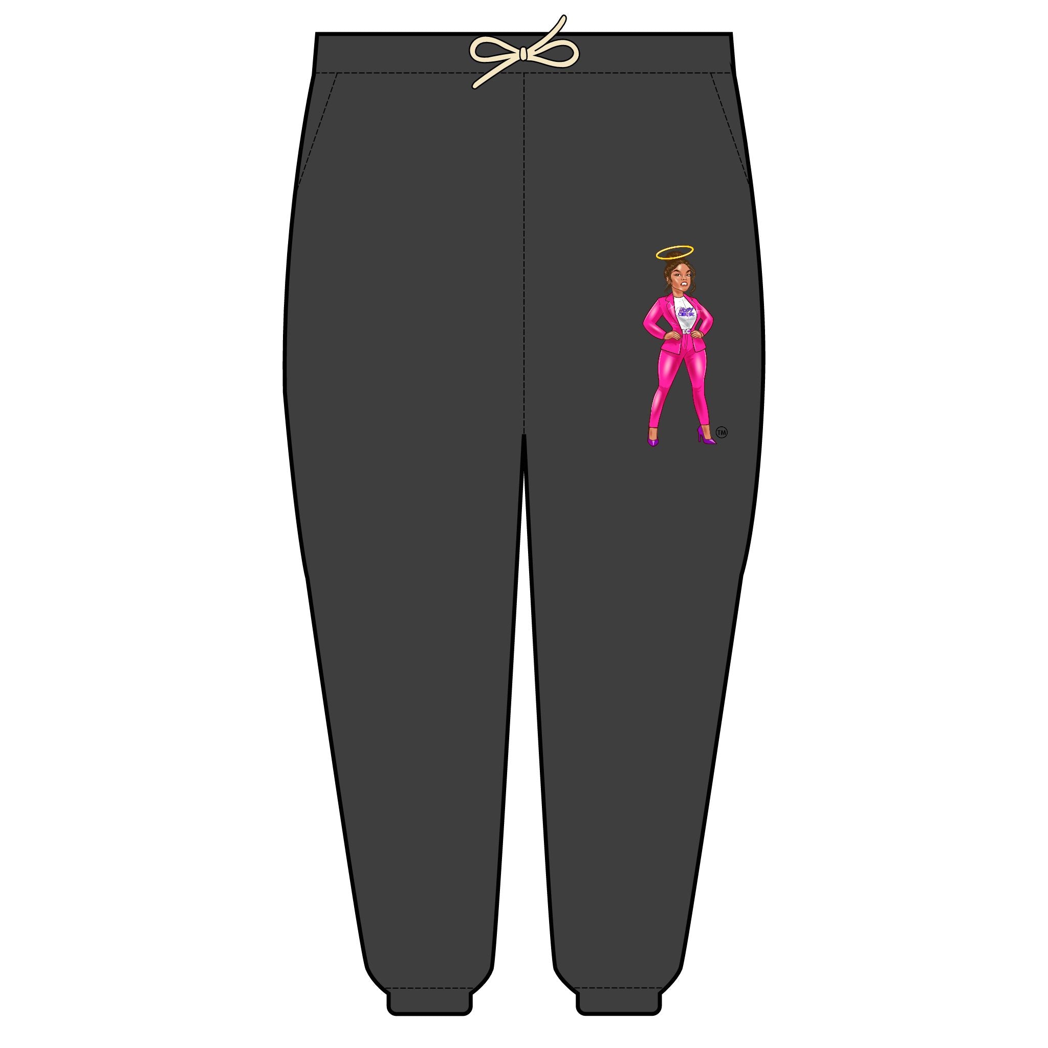 Collection of Edgy Chique Angel Icon Unisex Lightweight Fleece Sweatpants in a gallery layout