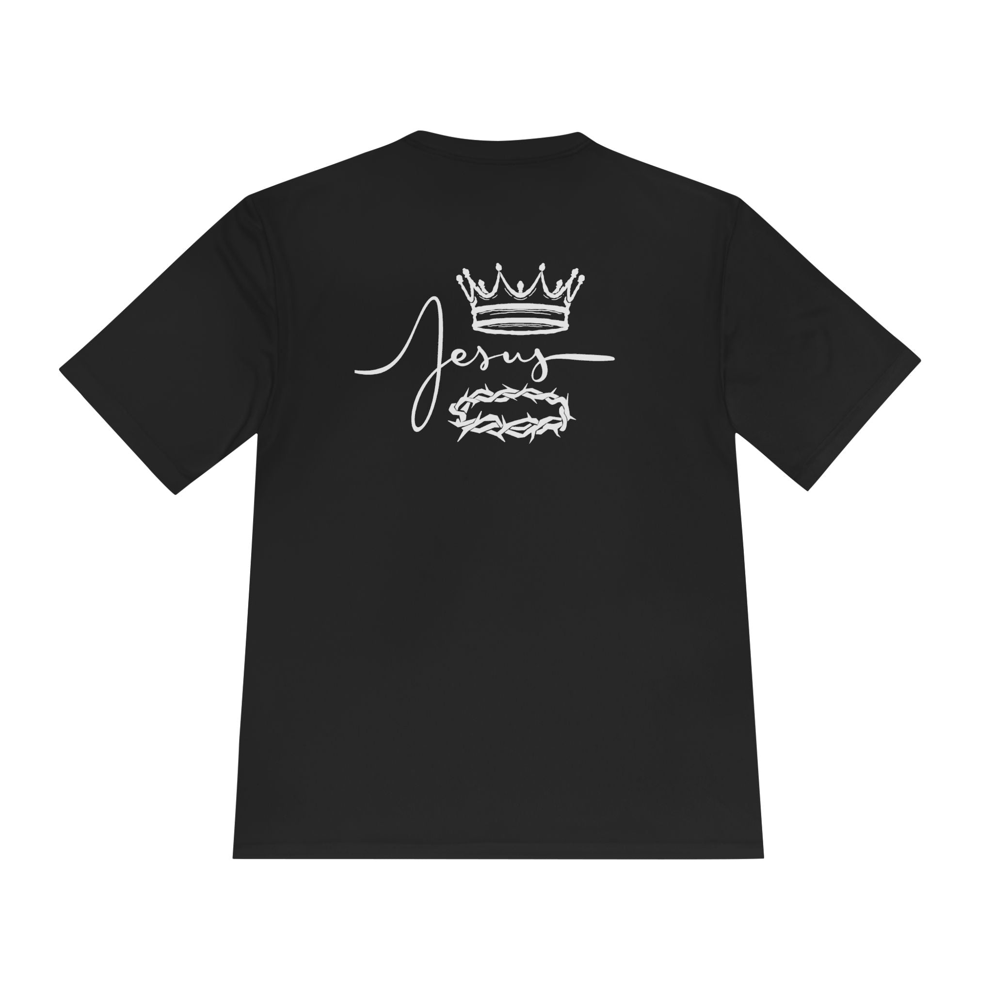 Collection of Faith-Inspired Unisex Moisture Wicking Tee - 'Jesus' Crown Design in a gallery layout
