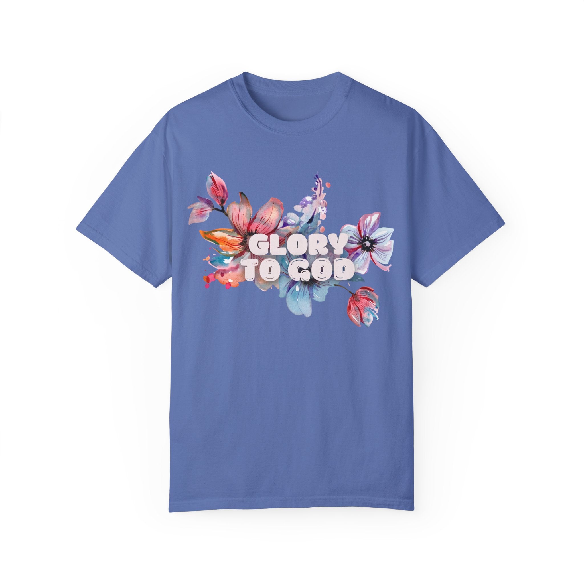 Collection of Glory to God Floral T-Shirt - Unisex Garment-Dyed Tee in a gallery layout