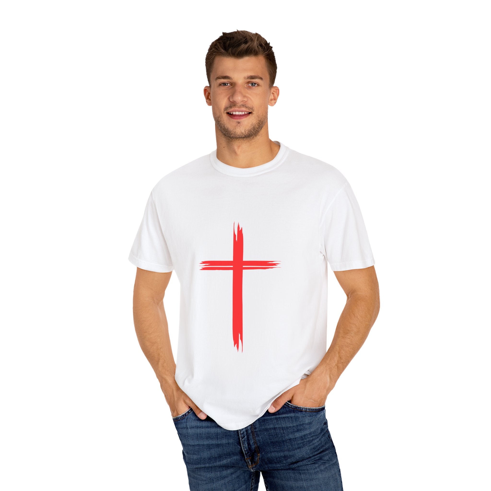 Collection of Faith & Love Graphic T-Shirt - Unisex Garment-Dyed with Cross and 316 Heart Design in a gallery layout