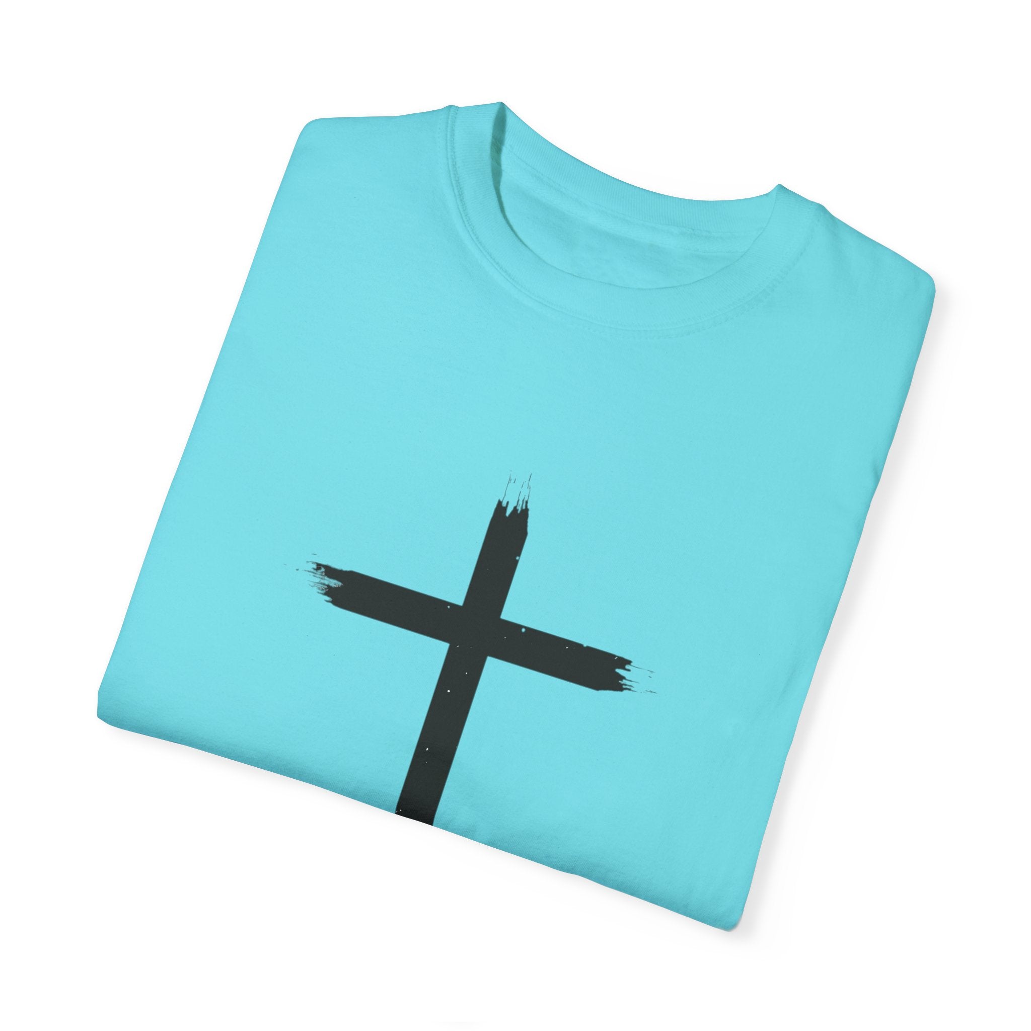 Collection of Unisex Garment-Dyed T-Shirt with Cross Design - Faith-Inspired Apparel in a gallery layout