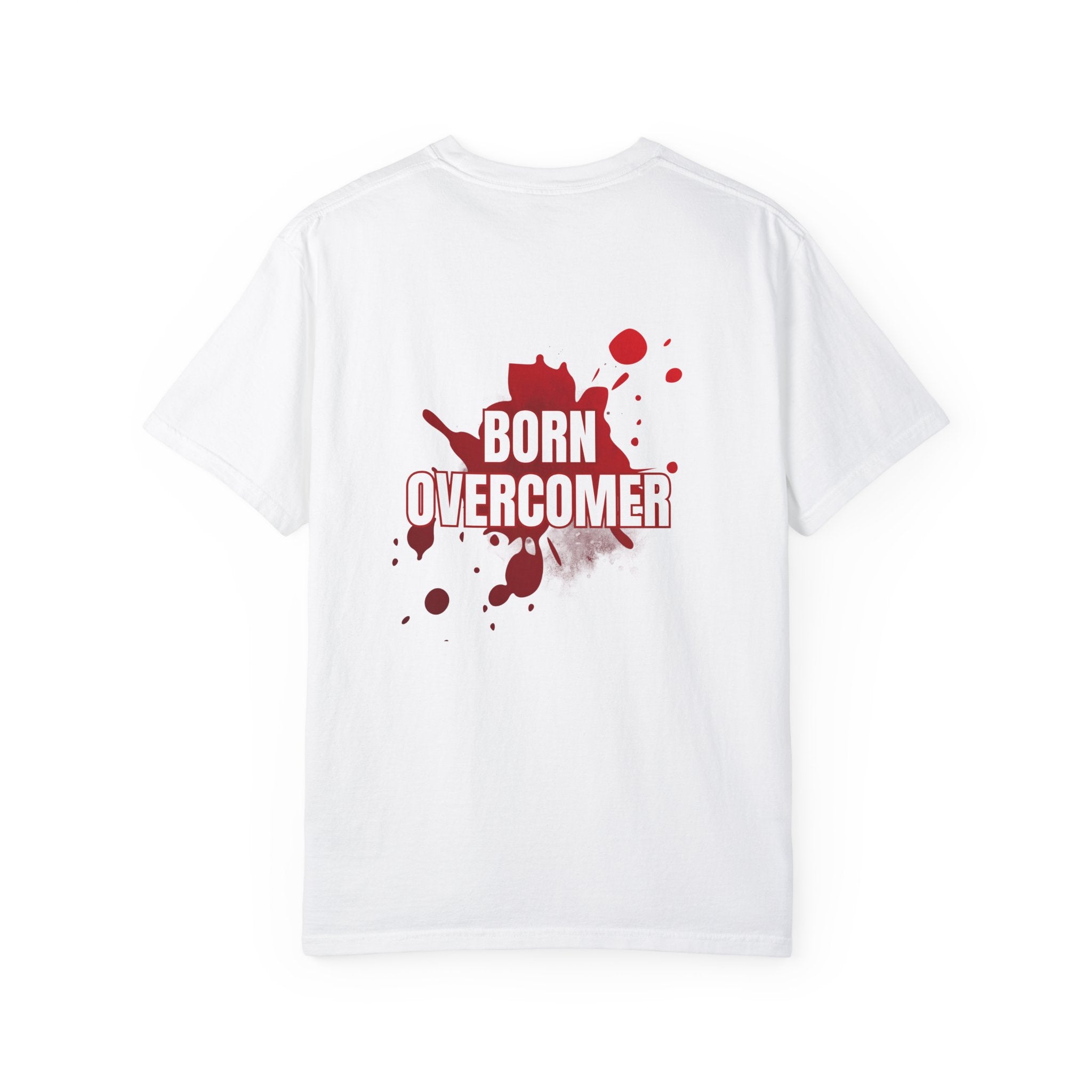Collection of Born Overcomer Unisex Garment-Dyed T-shirt - Inspirational Tee for Motivated Individuals in a gallery layout