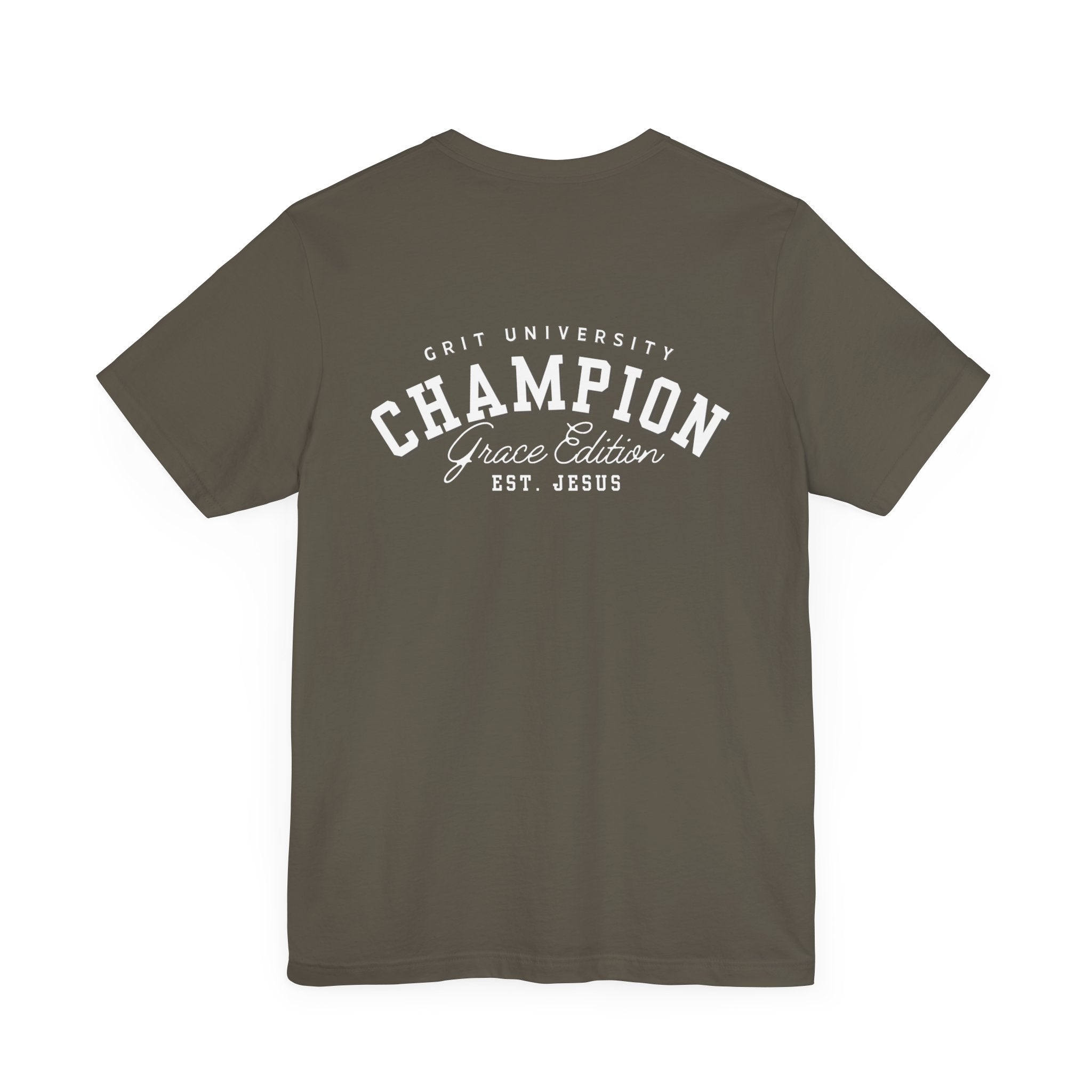 Collection of Champion Spirit Unisex Tee, Motivational T-Shirt for Everyday Wear, Ideal for College Students, Athletes, Gift for Graduates in a gallery layout