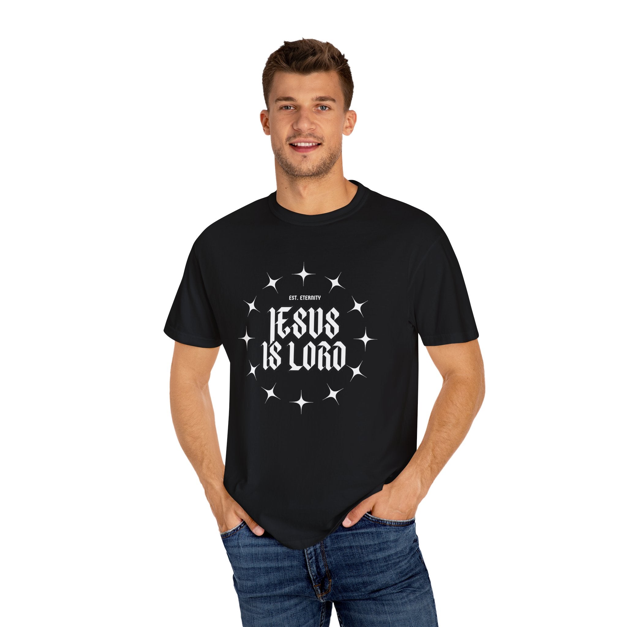 Collection of Jesus Is Lord Unisex Garment-Dyed T-Shirt - Faith-Inspired Apparel in a gallery layout