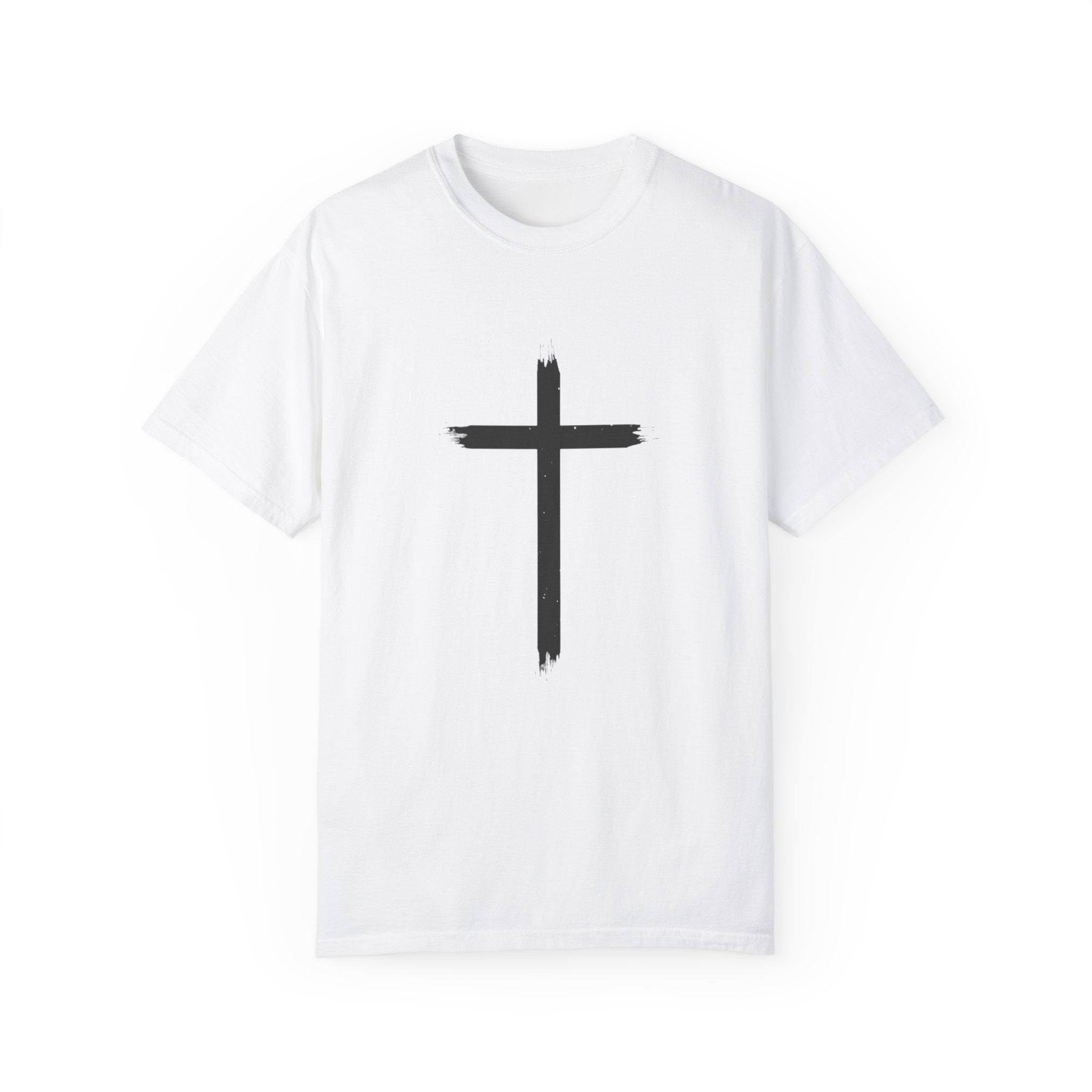 Collection of Unisex Garment-Dyed T-Shirt with Cross Design - Faith-Inspired Apparel in a gallery layout