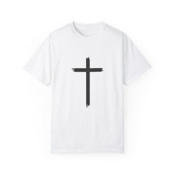 Collection of Unisex Garment-Dyed T-Shirt with Cross Design - Faith-Inspired Apparel in a gallery layout