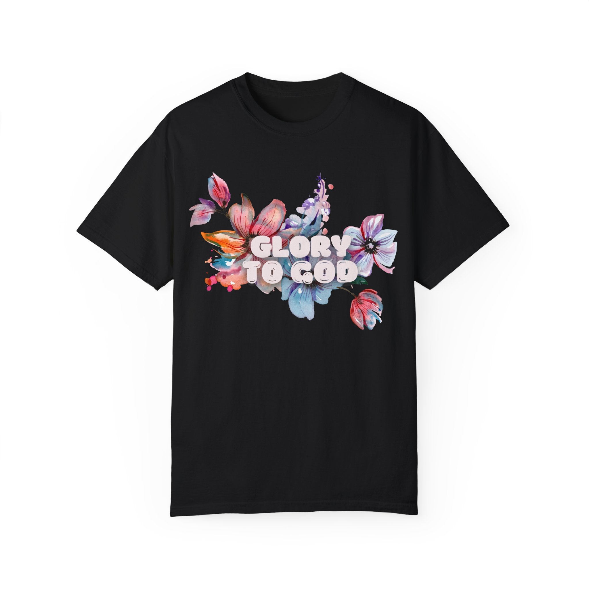 Collection of Glory to God Floral T-Shirt - Unisex Garment-Dyed Tee in a gallery layout