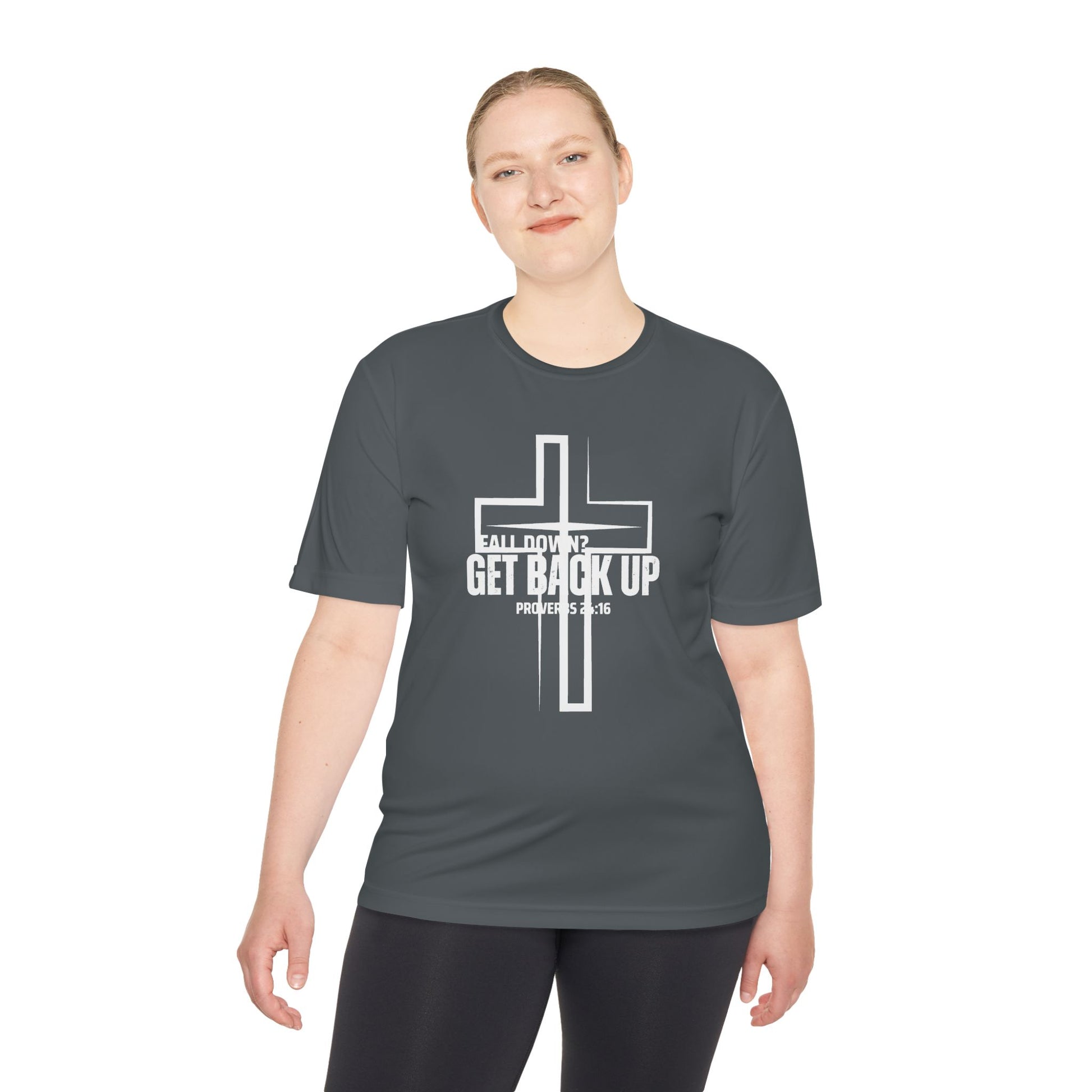Unisex Moisture Wicking Tee - 'Get Back Up' Inspirational Christian Shirt