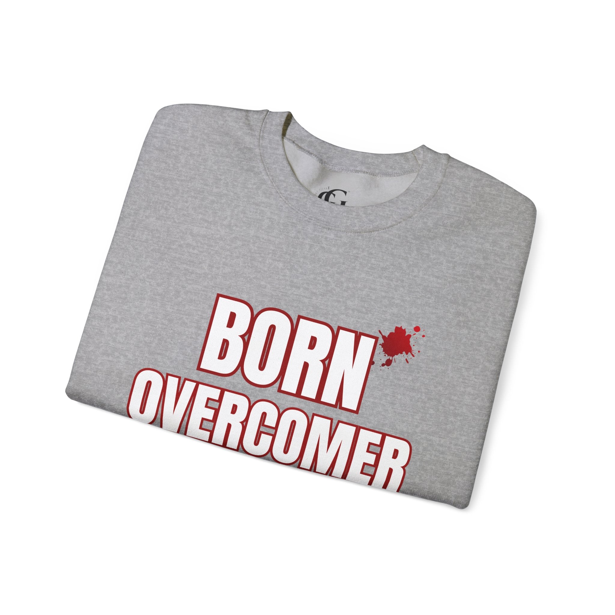 Collection of Born Overcomer Unisex Heavy Crewneck Sweatshirt - Motivational Casual Wear in a gallery layout
