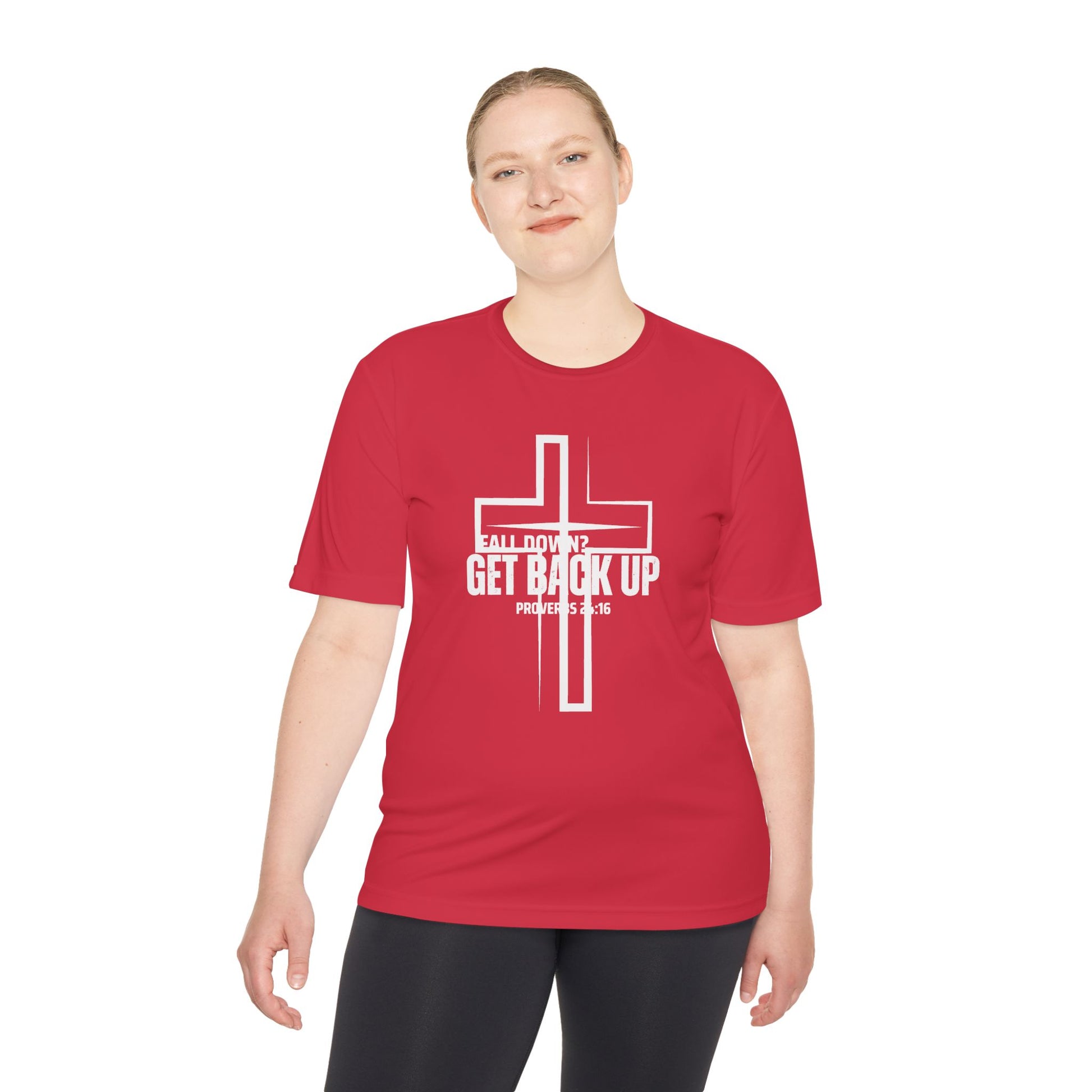 Unisex Moisture Wicking Tee - 'Get Back Up' Inspirational Christian Shirt