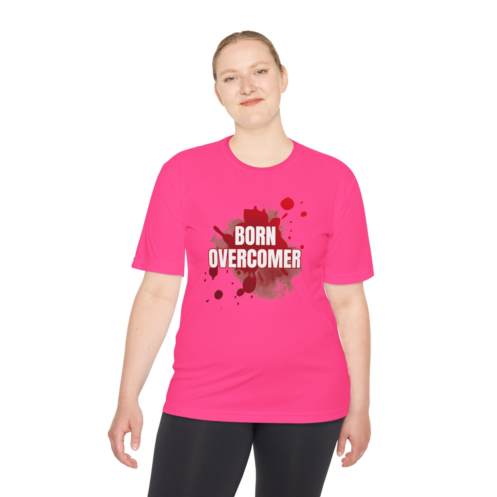 Collection of Born Overcomer Unisex Moisture Wicking Tee - Motivational Fitness Shirt in a gallery layout