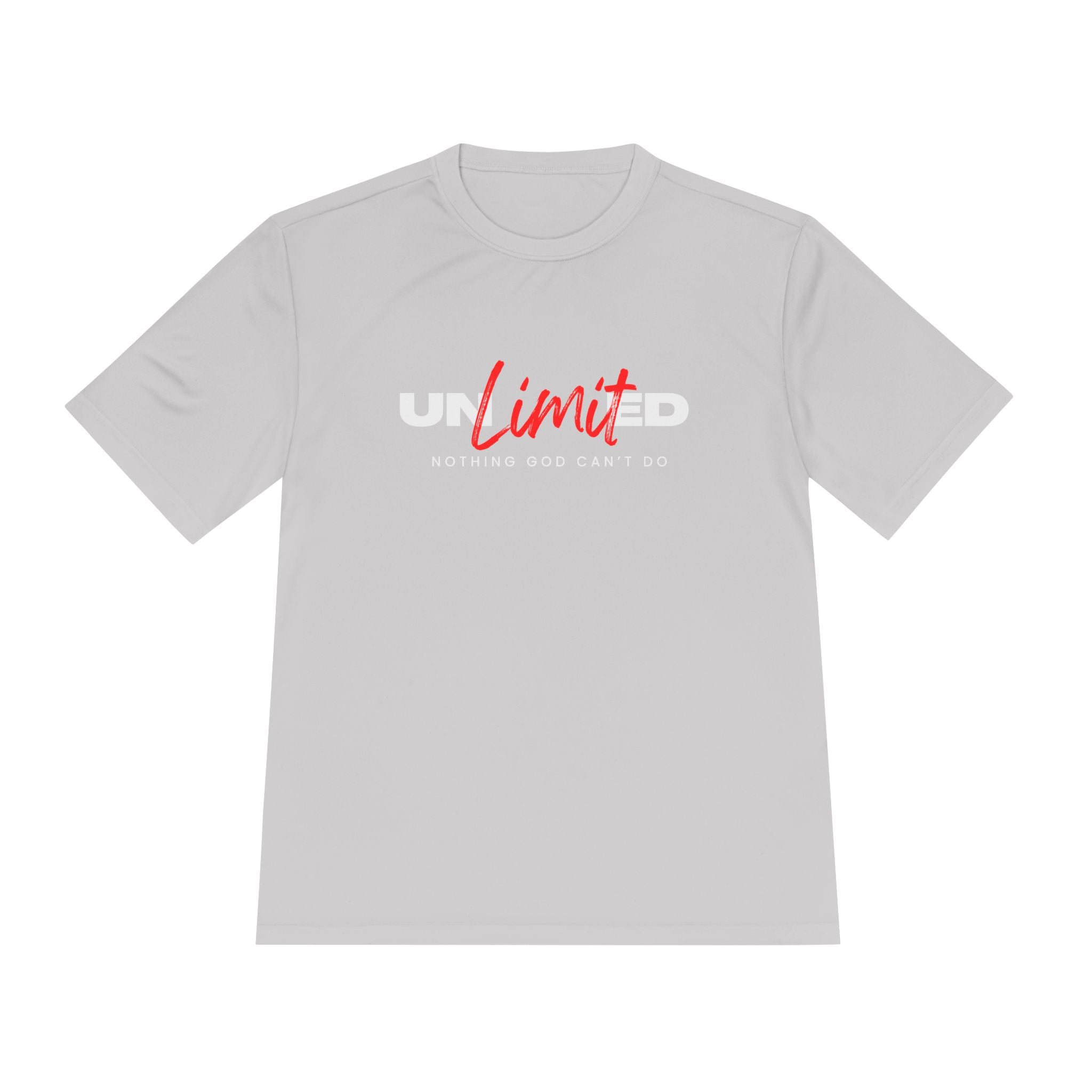 Collection of Unisex Moisture Wicking Tee - 'Unlimited' Inspirational Sportswear in a gallery layout