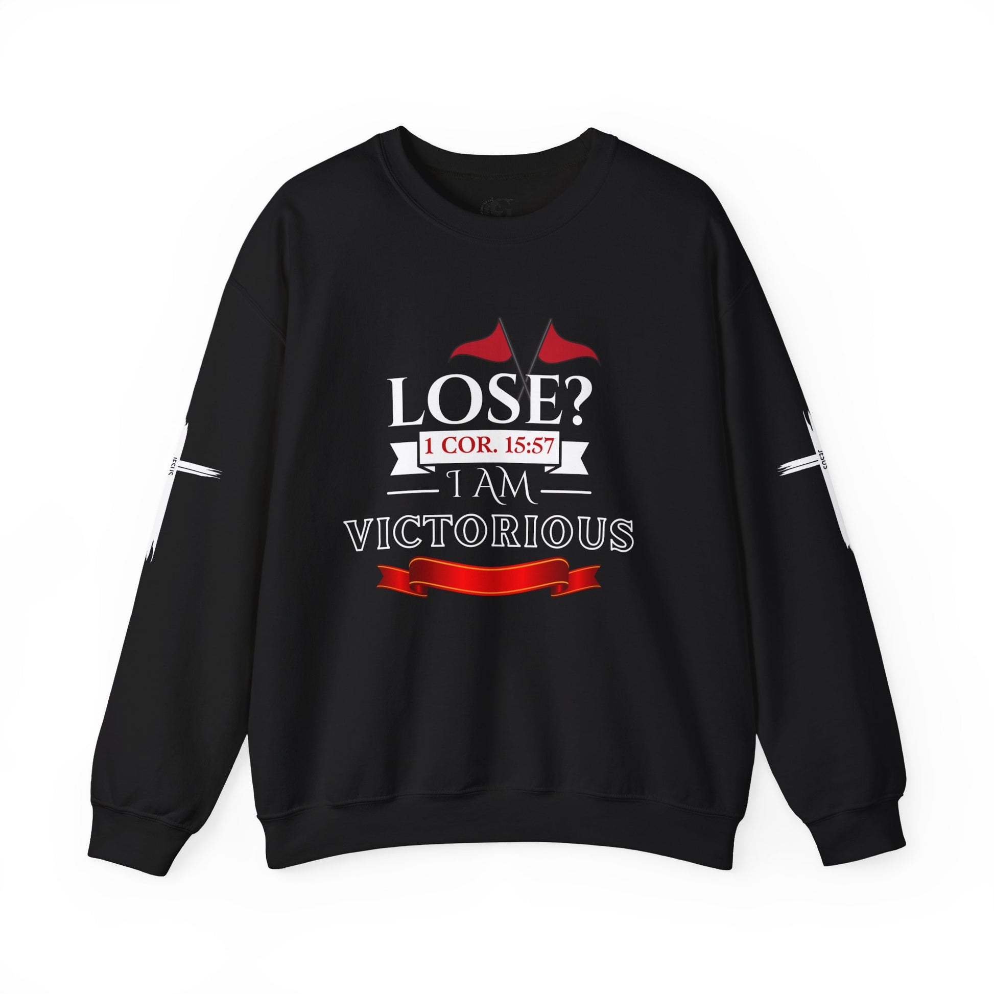 Inspirational Crewneck Sweatshirt - I AM VICTORIOUS 1 COR. 15:57 | Faith & Victory Apparel