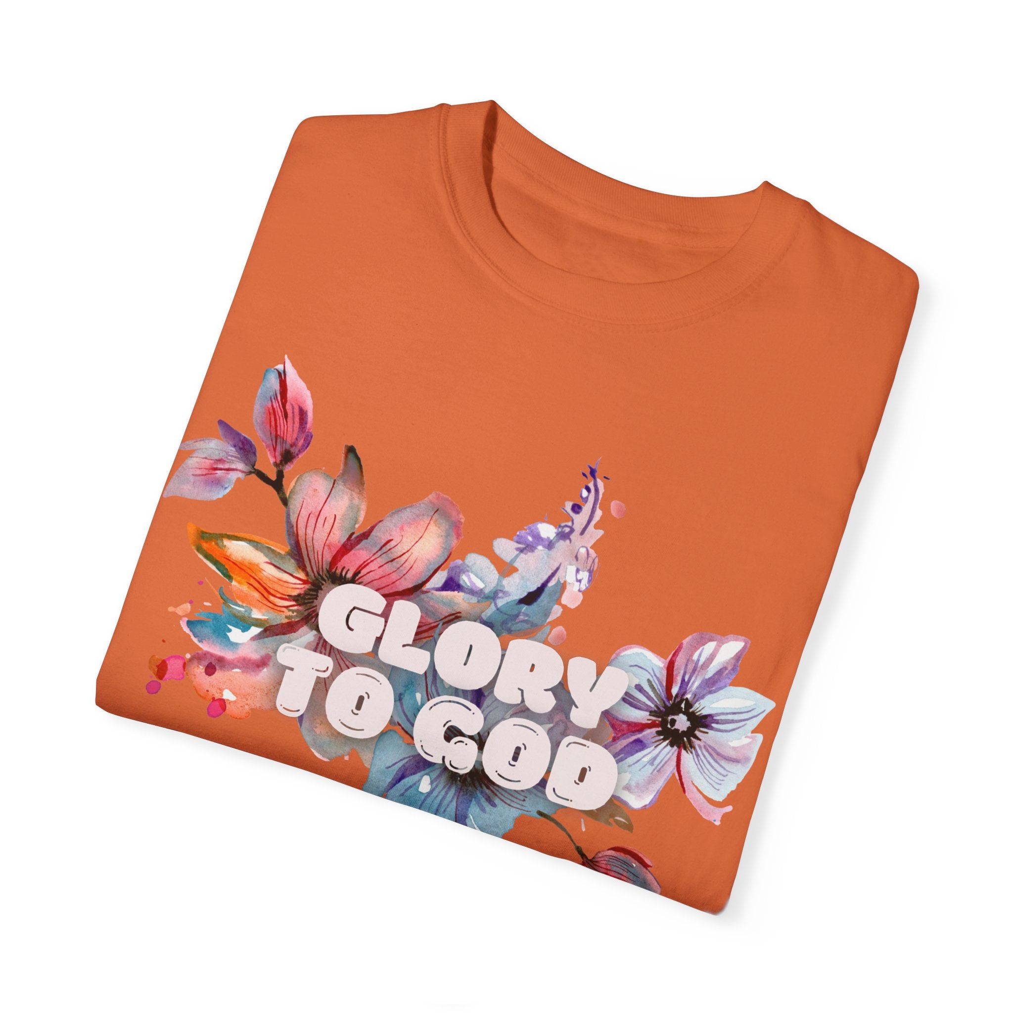 Collection of Glory to God Floral T-Shirt - Unisex Garment-Dyed Tee in a gallery layout