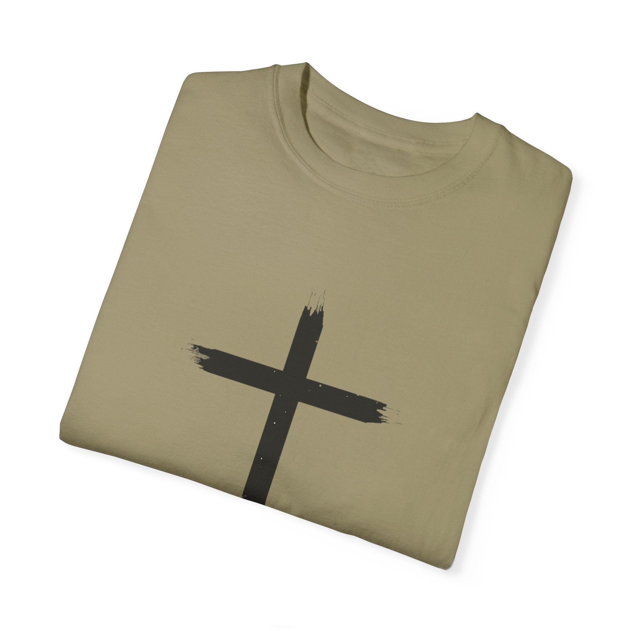 Collection of Unisex Garment-Dyed T-Shirt with Cross Design - Faith-Inspired Apparel in a gallery layout