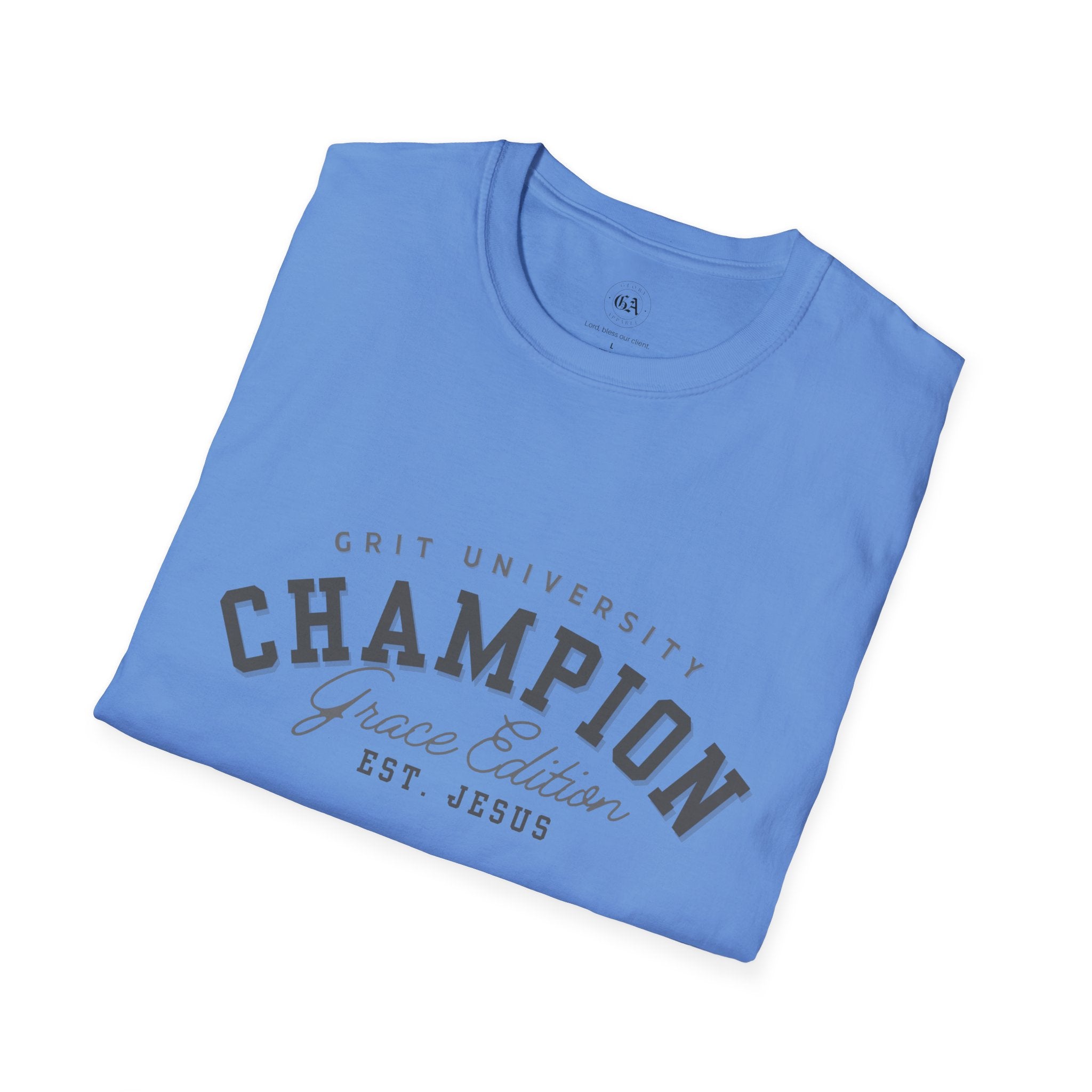 Collection of Christian Champion T-Shirt, Inspirational Tee, Faith Apparel, Gift for Believers, Grace Edition, Everyday Wear in a gallery layout