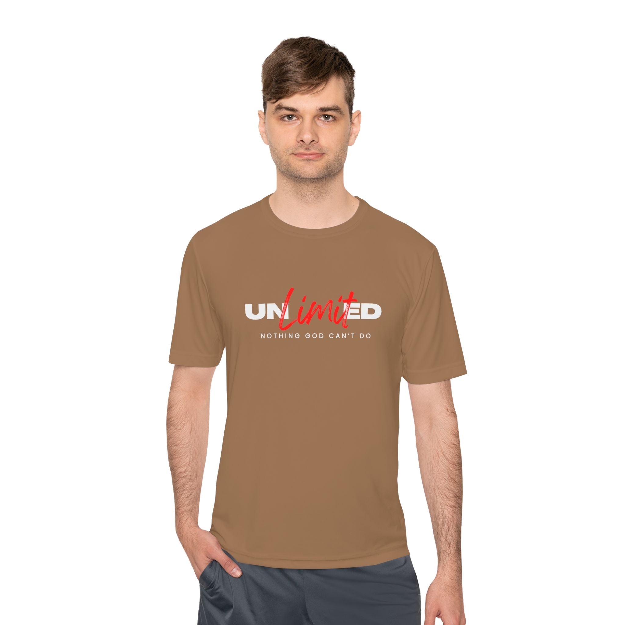 Collection of Unisex Moisture Wicking Tee - 'Unlimited' Inspirational Sportswear in a gallery layout