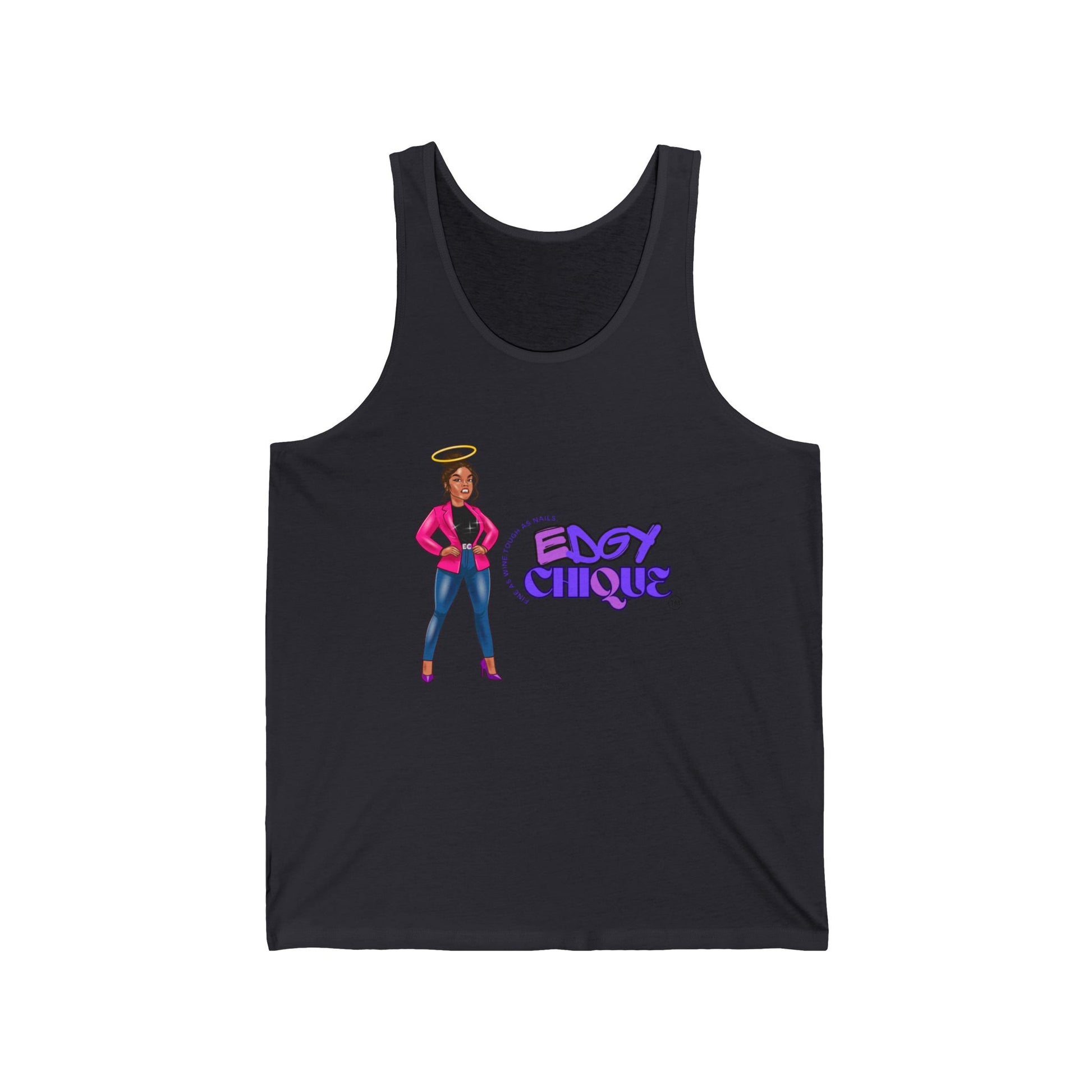 Edgy Chique Unisex Jersey Tank - Fun & Stylish Graphic Tank Top for Everyday Wear